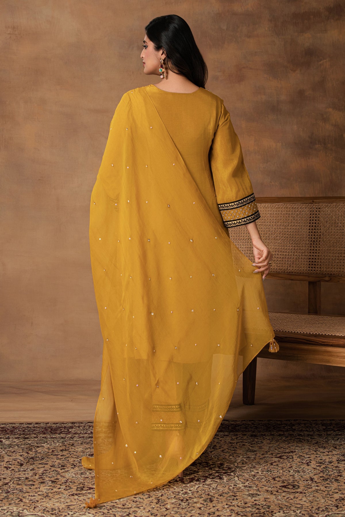 Golden Yellow Silk Kurta Set
