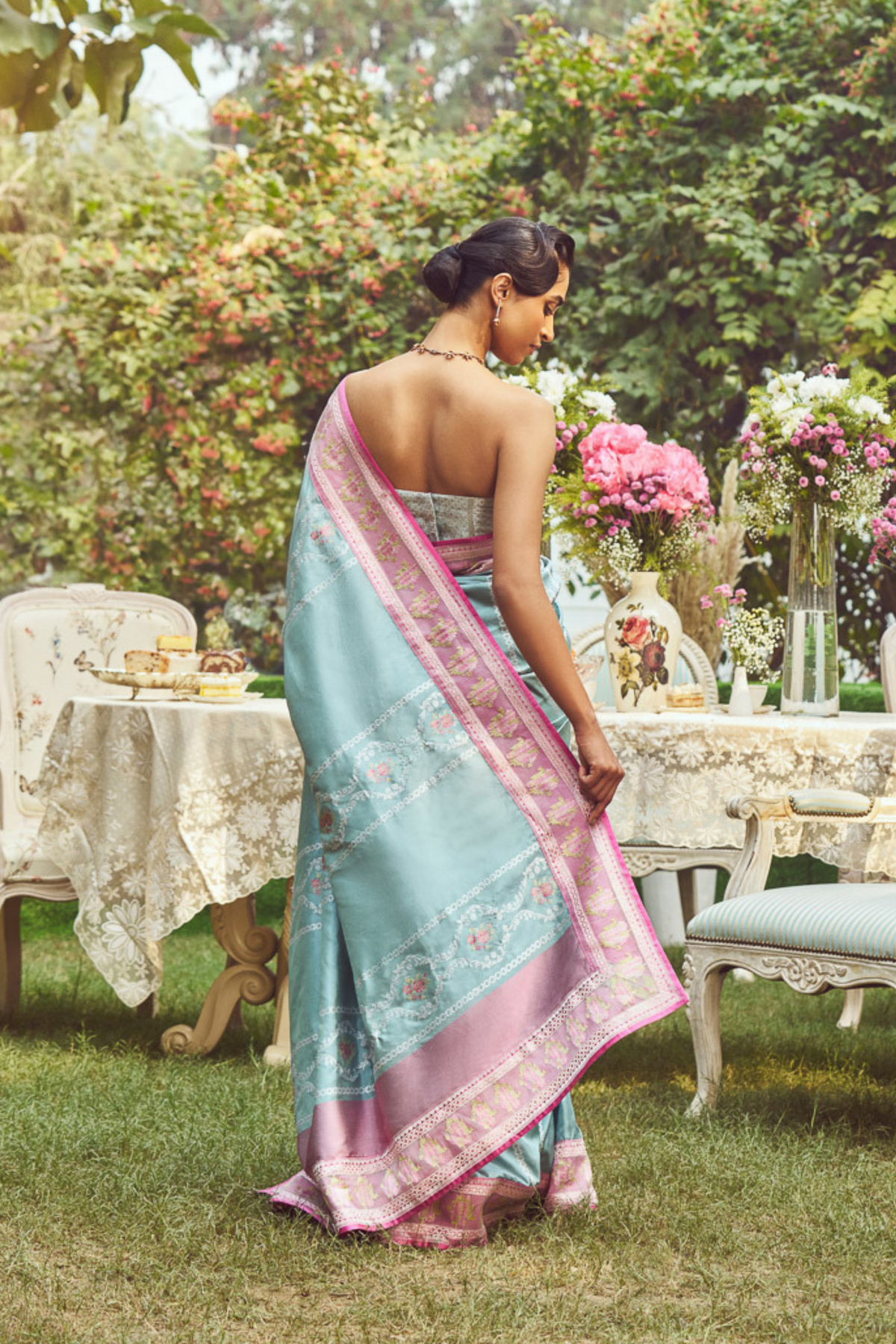 Blue Meenakari Zari Handloom Sari