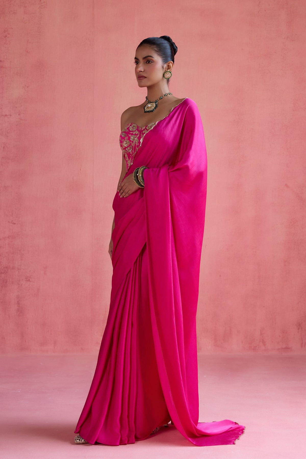 Yasmin Fuchsia Saree Set