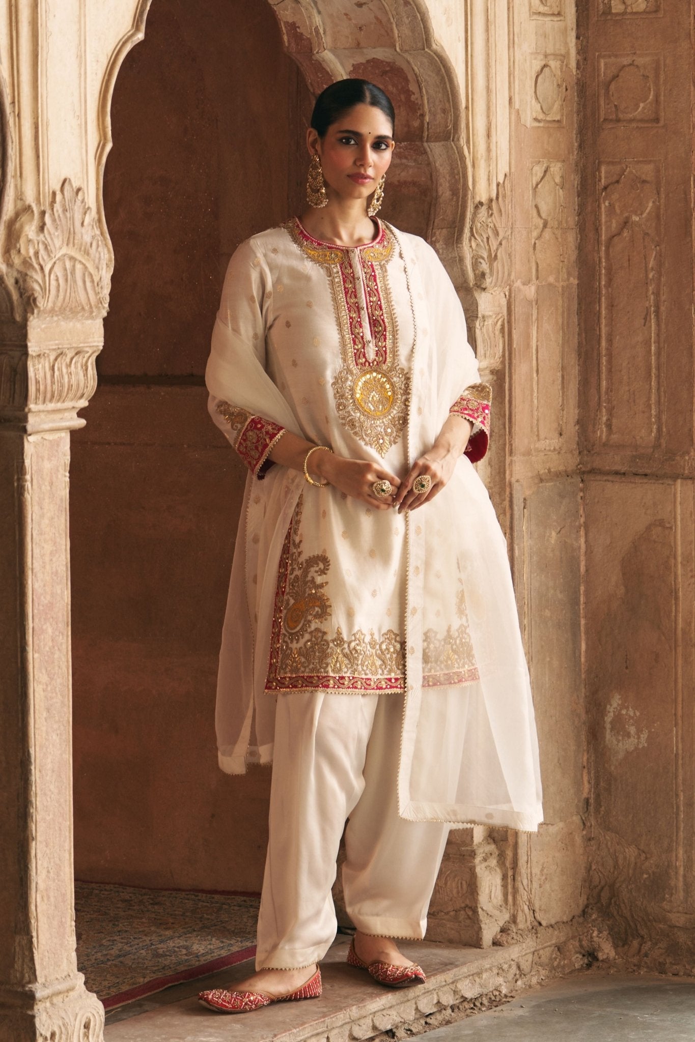Anila Ivory Kurta With Salwar - Sheetal Batra - Elahe