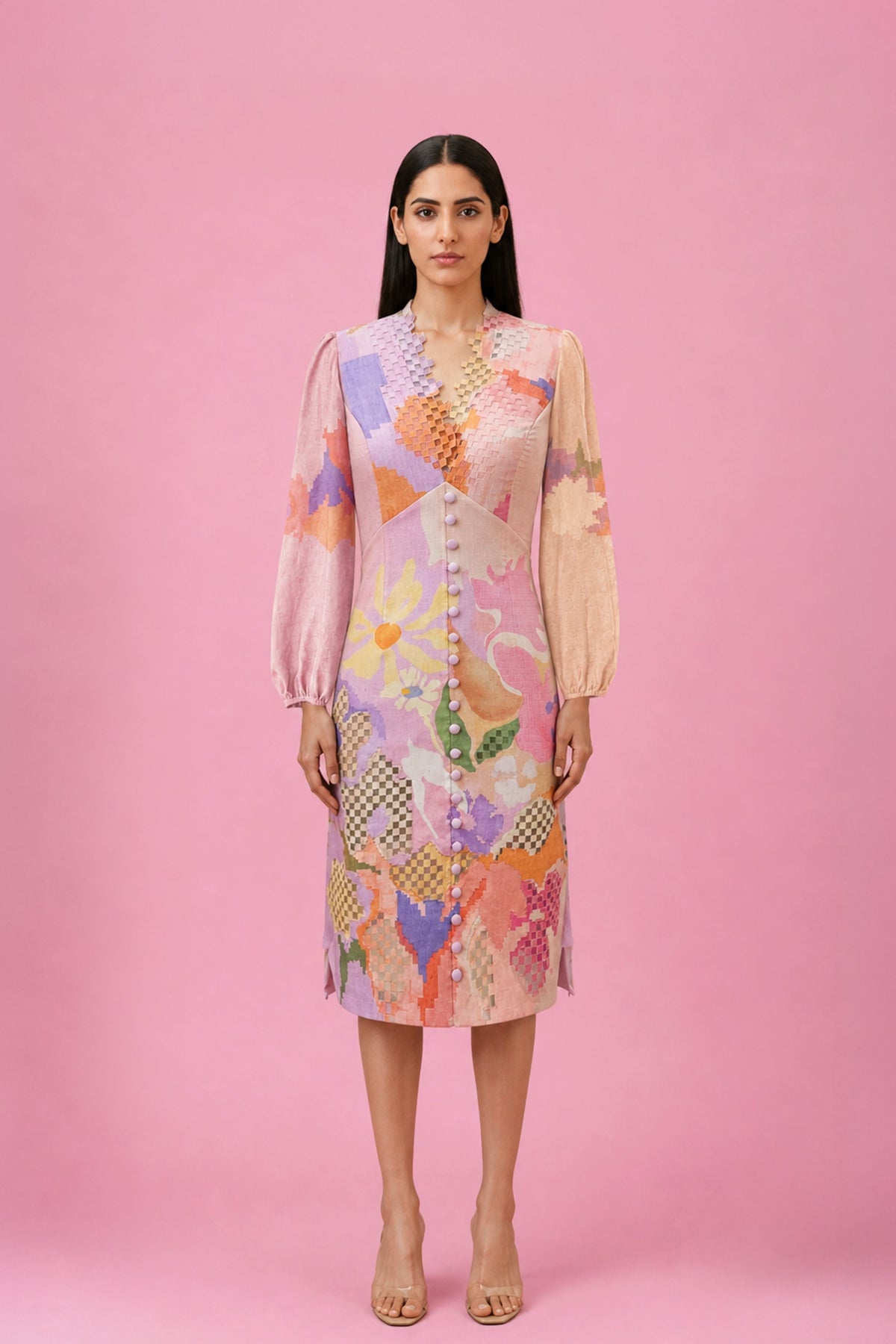 Ikat Cutwork Midi Dress
