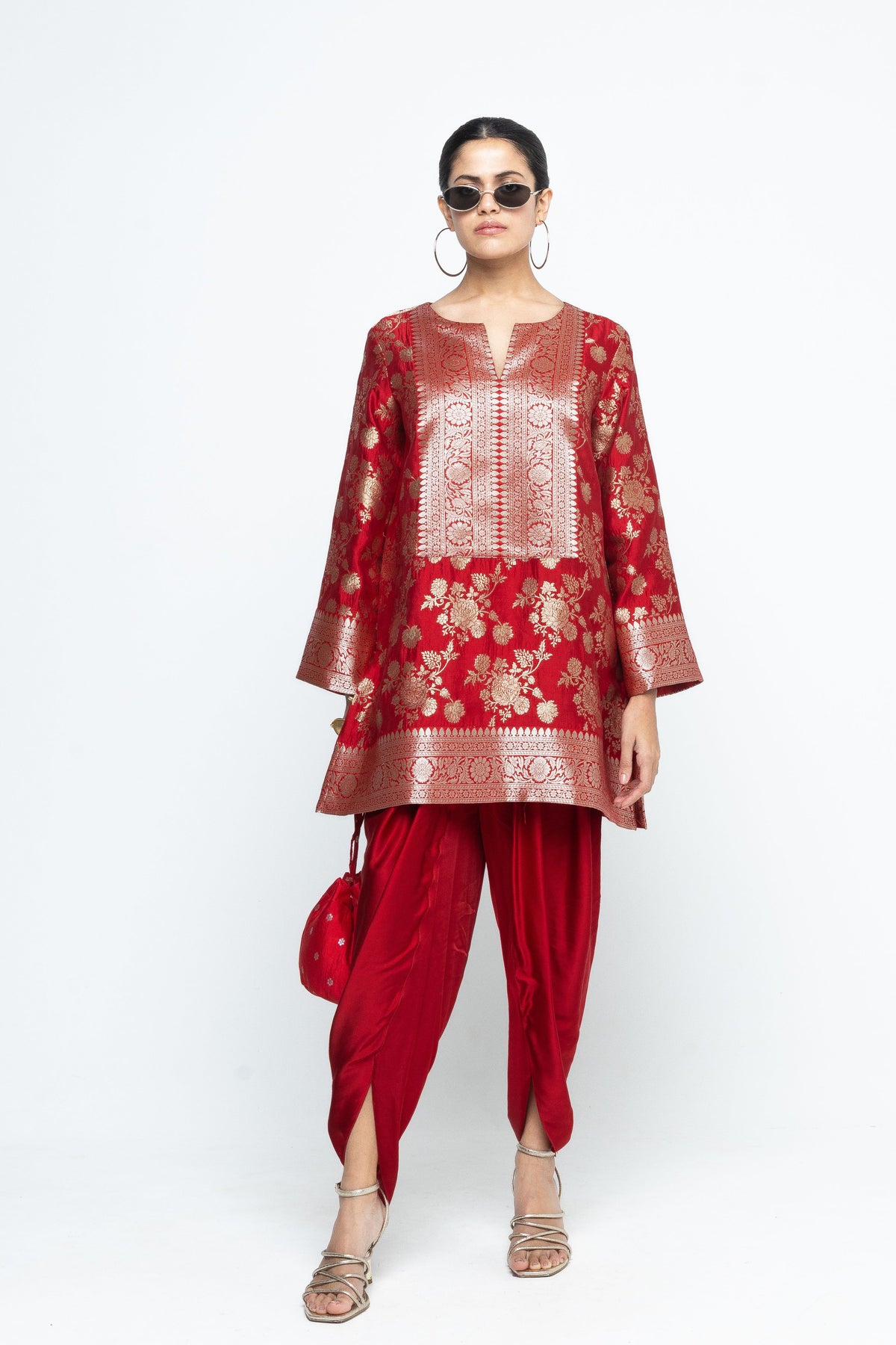 Gul Floral Red Tunic Set