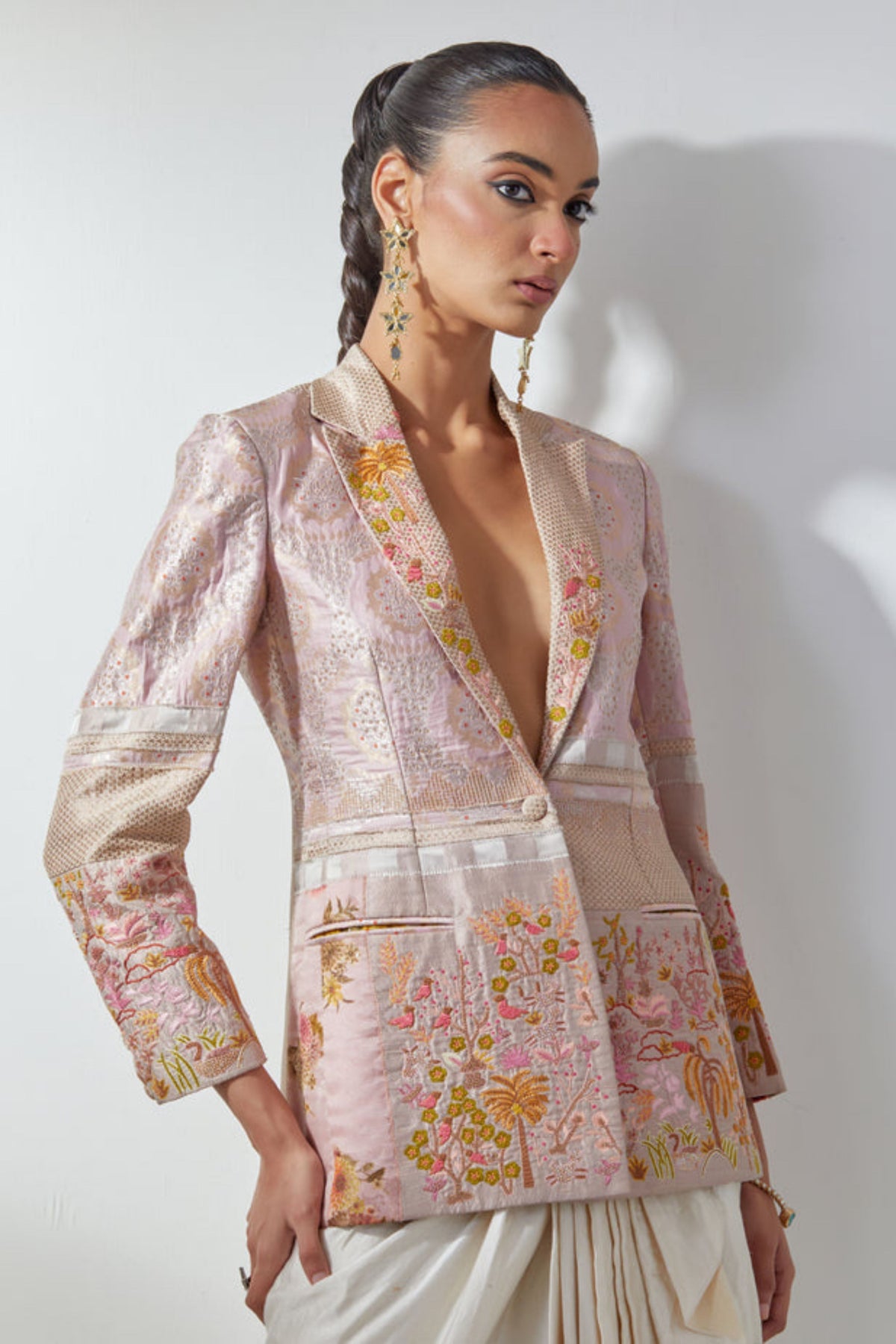 Pink Embroidery Blazer