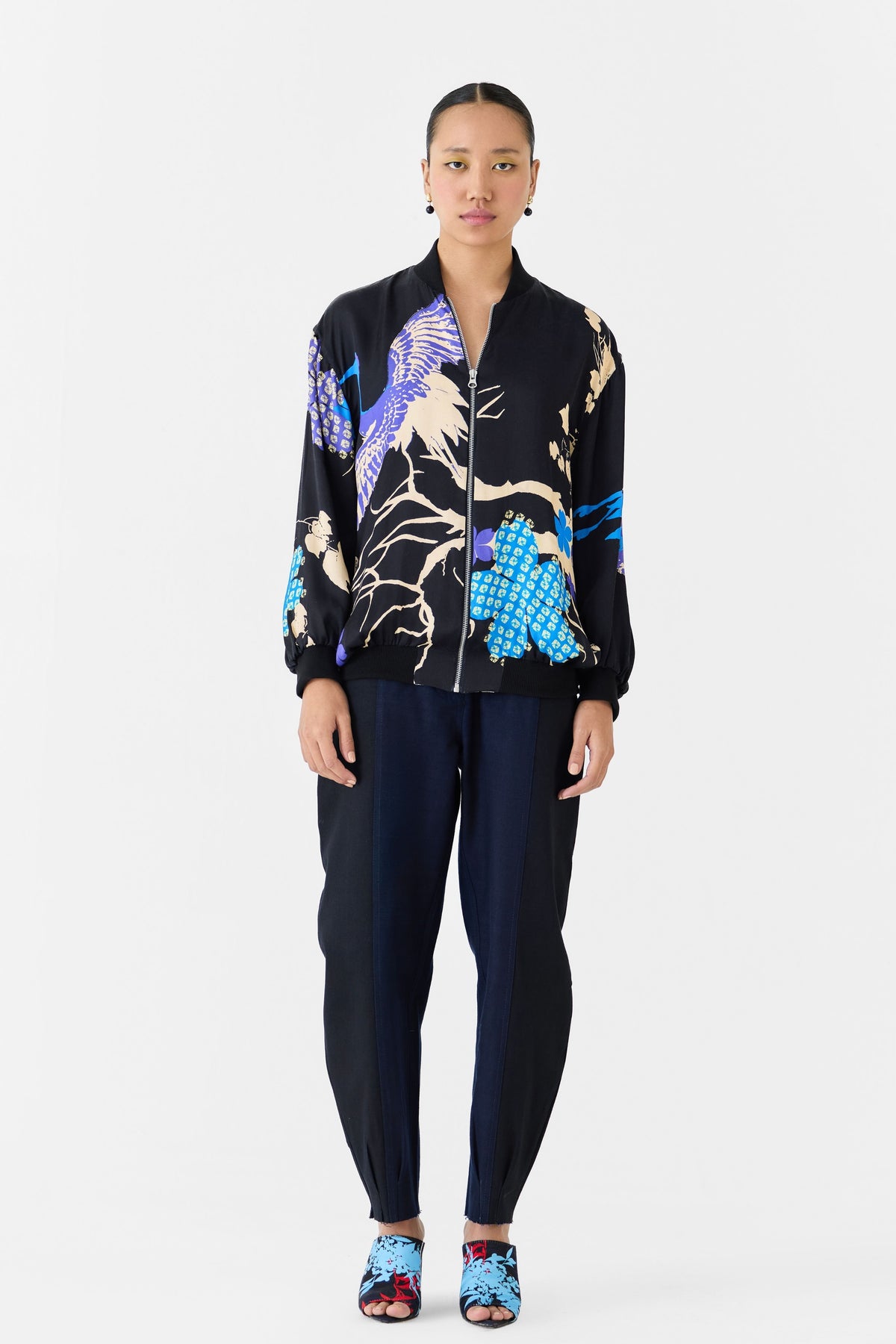 Black Crane Bomber Jacket