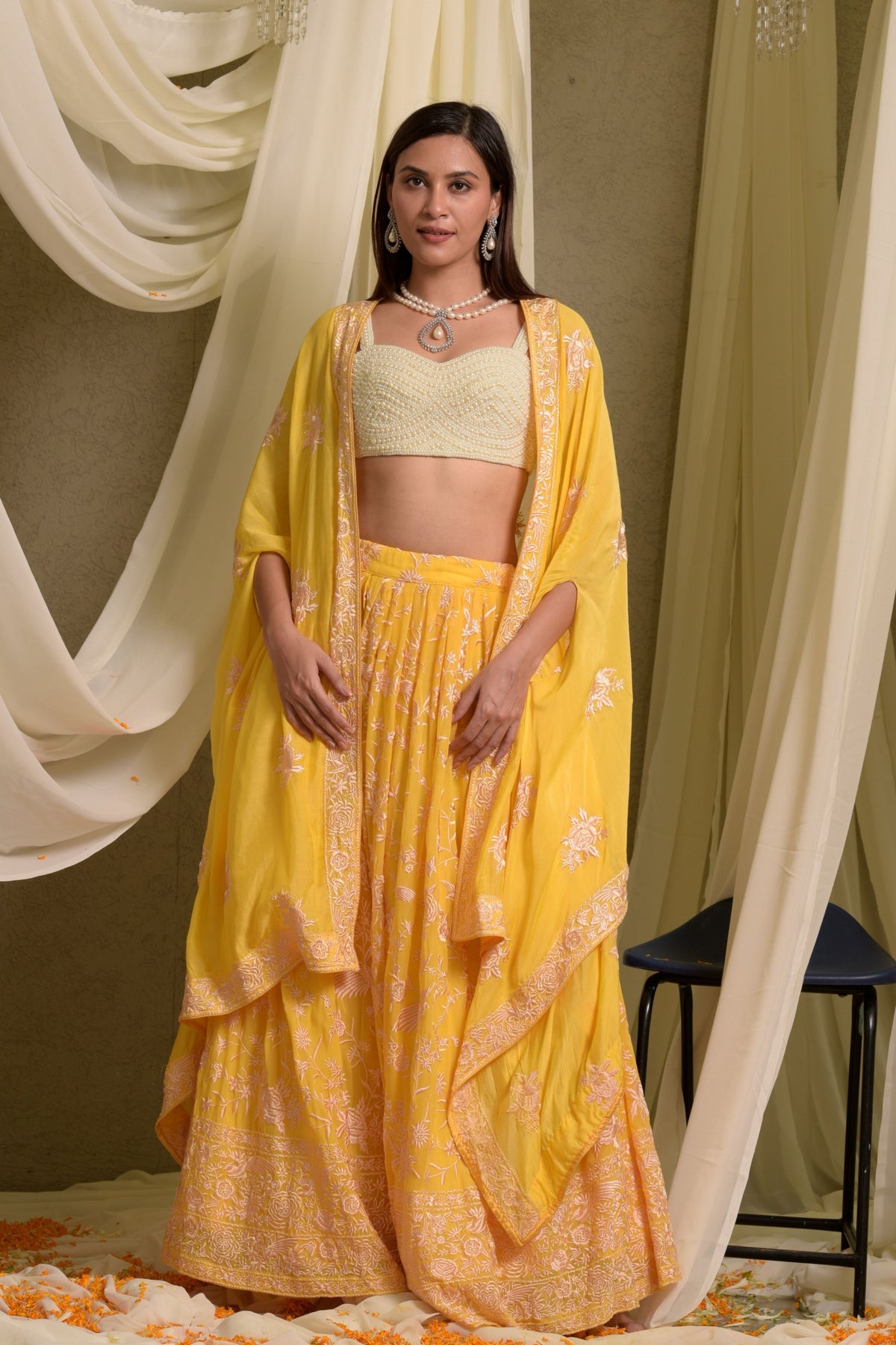 Yellow Glazed Lehenga Set