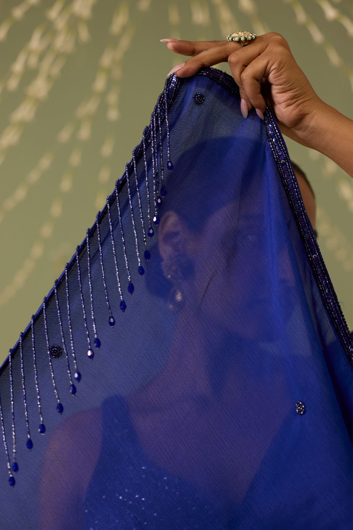 Blue Chiffon Saree Set
