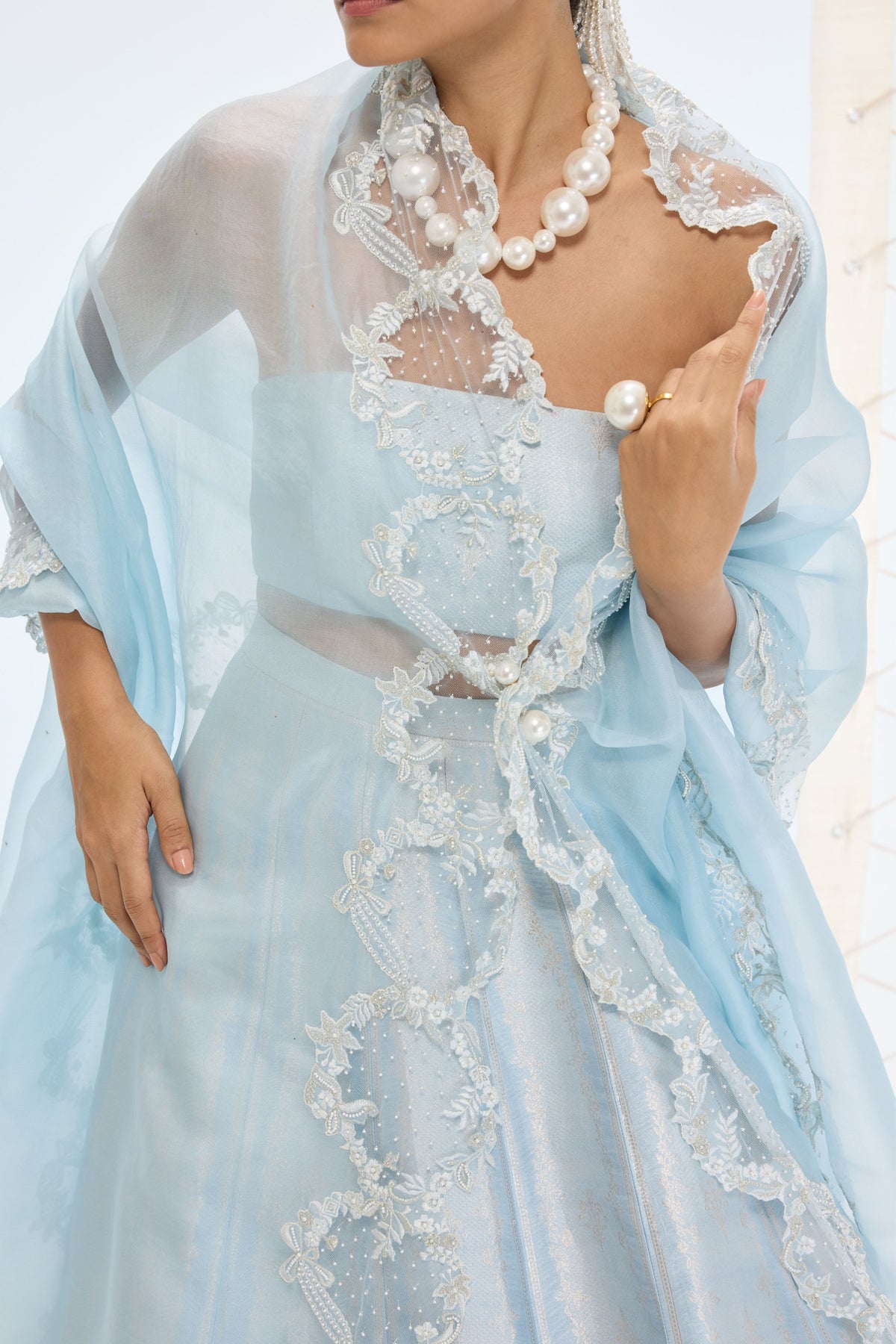 Liza Lehenga Set in Aqua