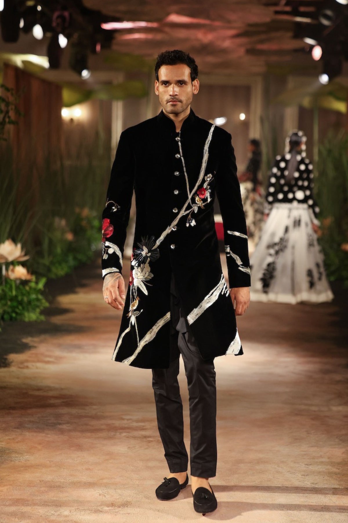 Black Velvet Mens Sherwani