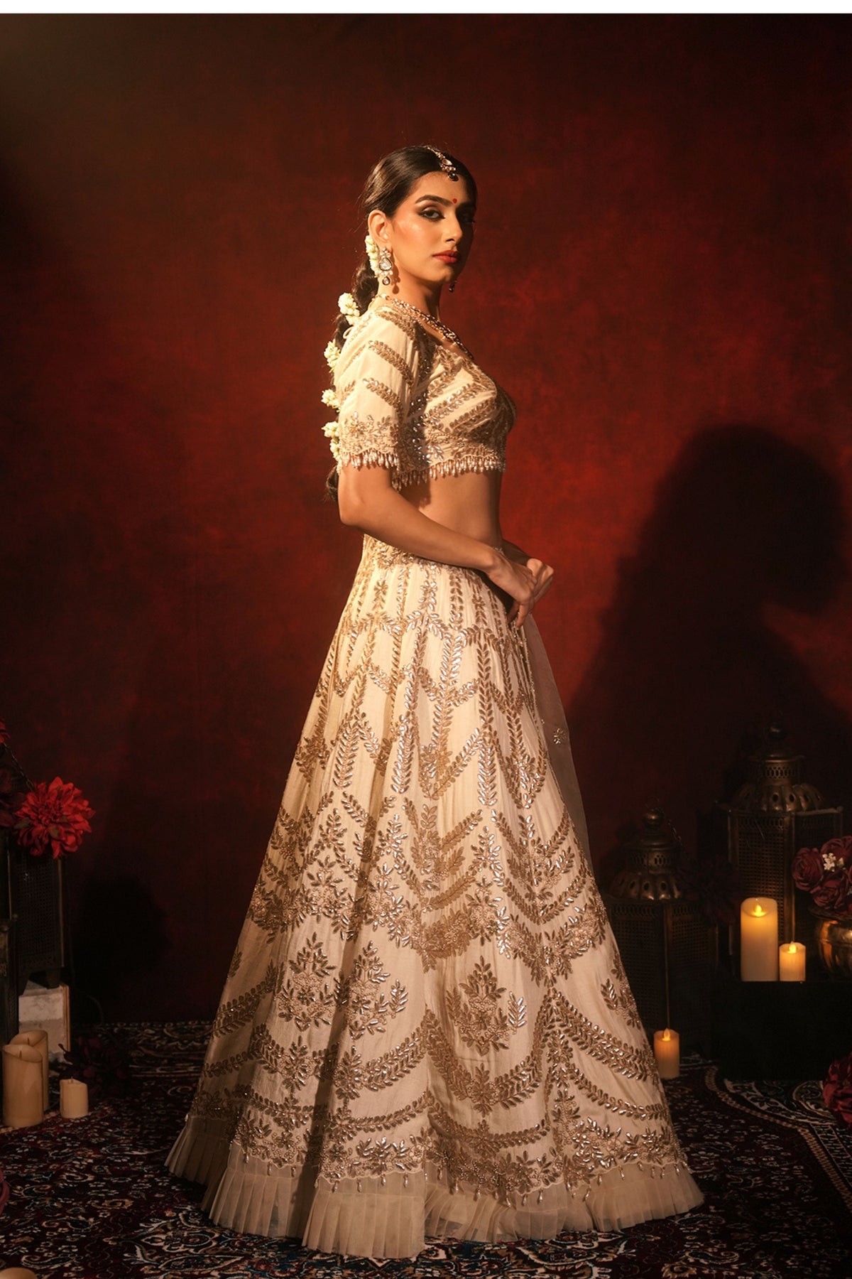 Ivory Gota Patti Lehenga Set