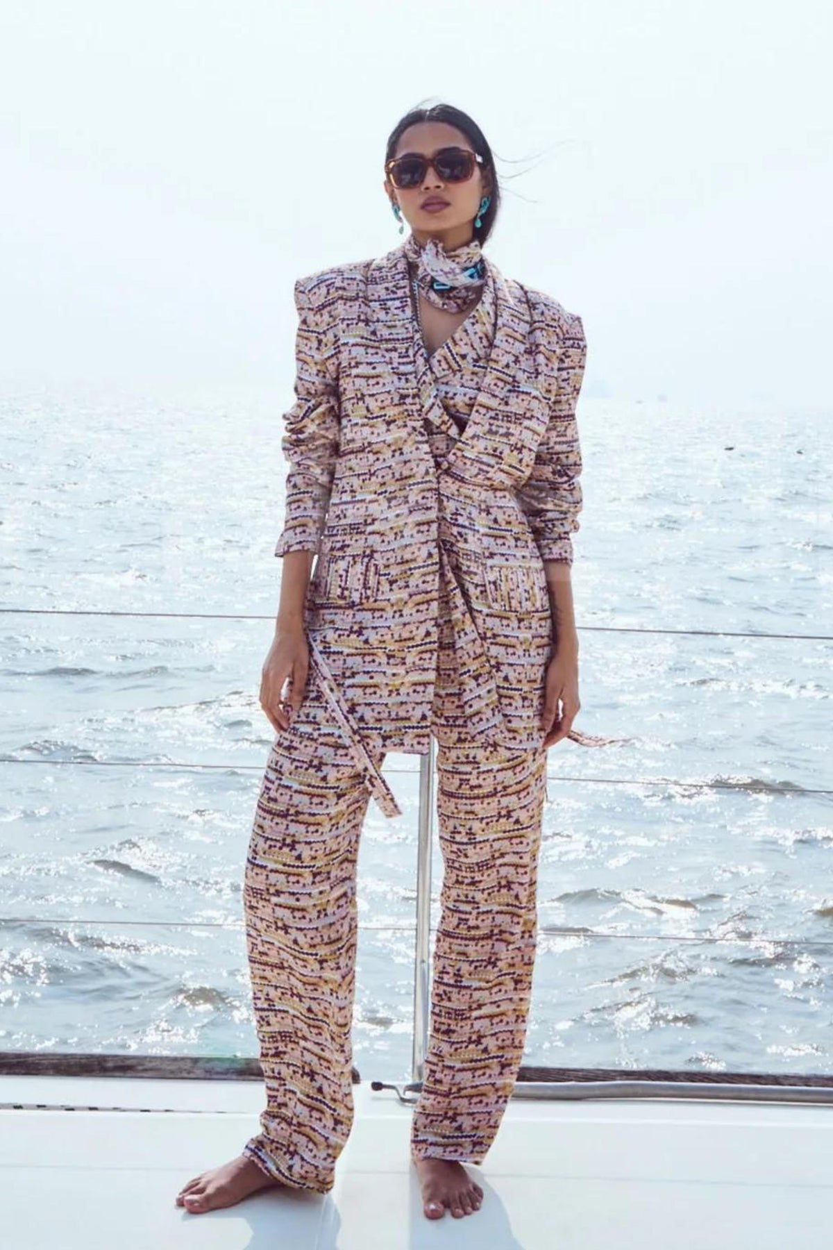 Sequin Printed Long Blazer