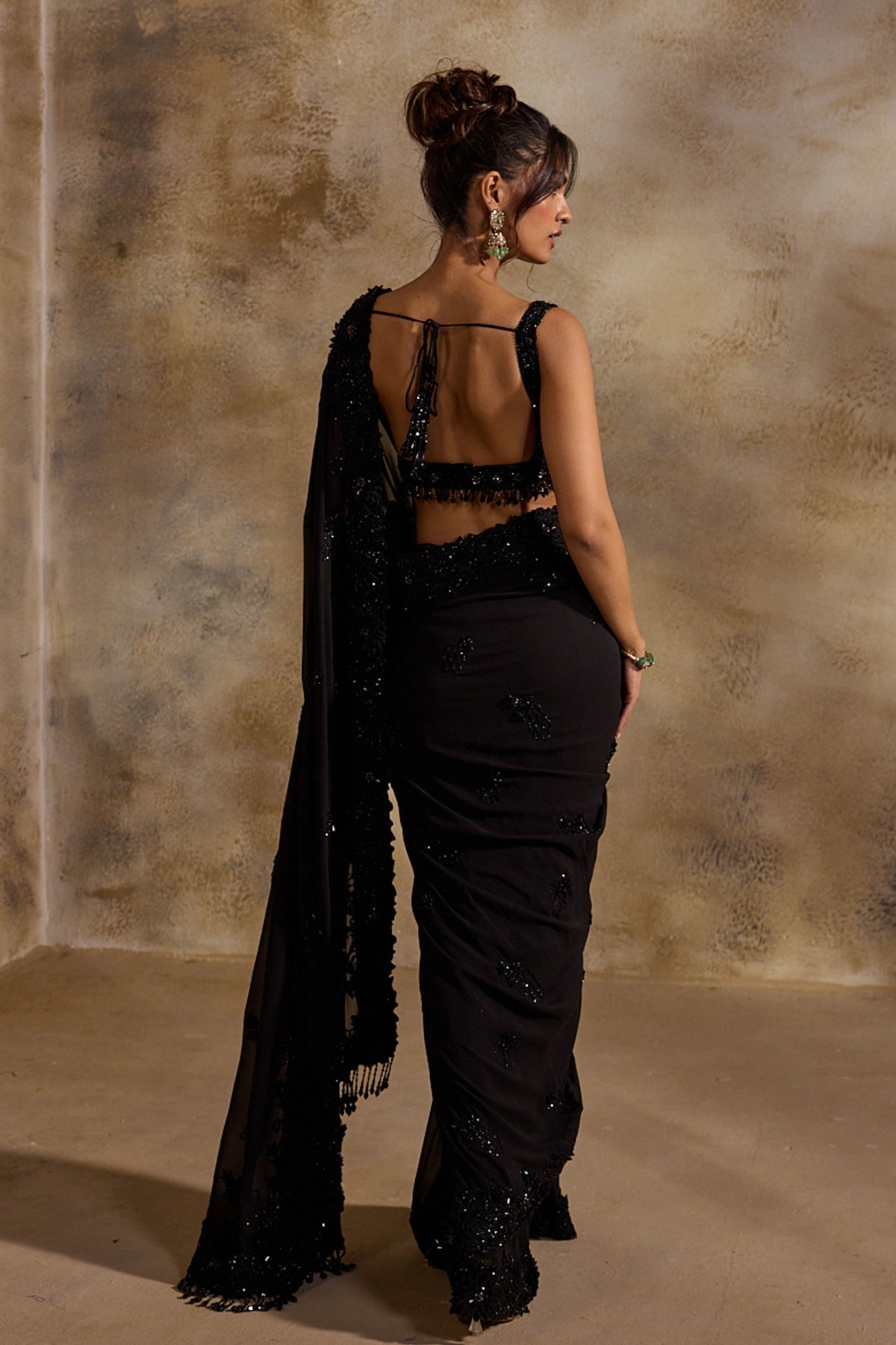 Black Sequins Saree
