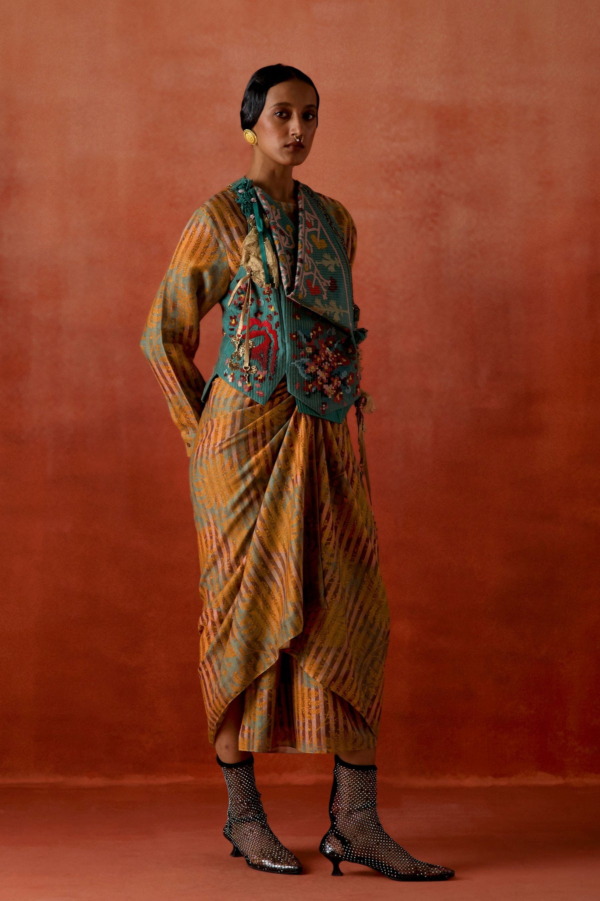 Embroidered Racerback Jacket Dress