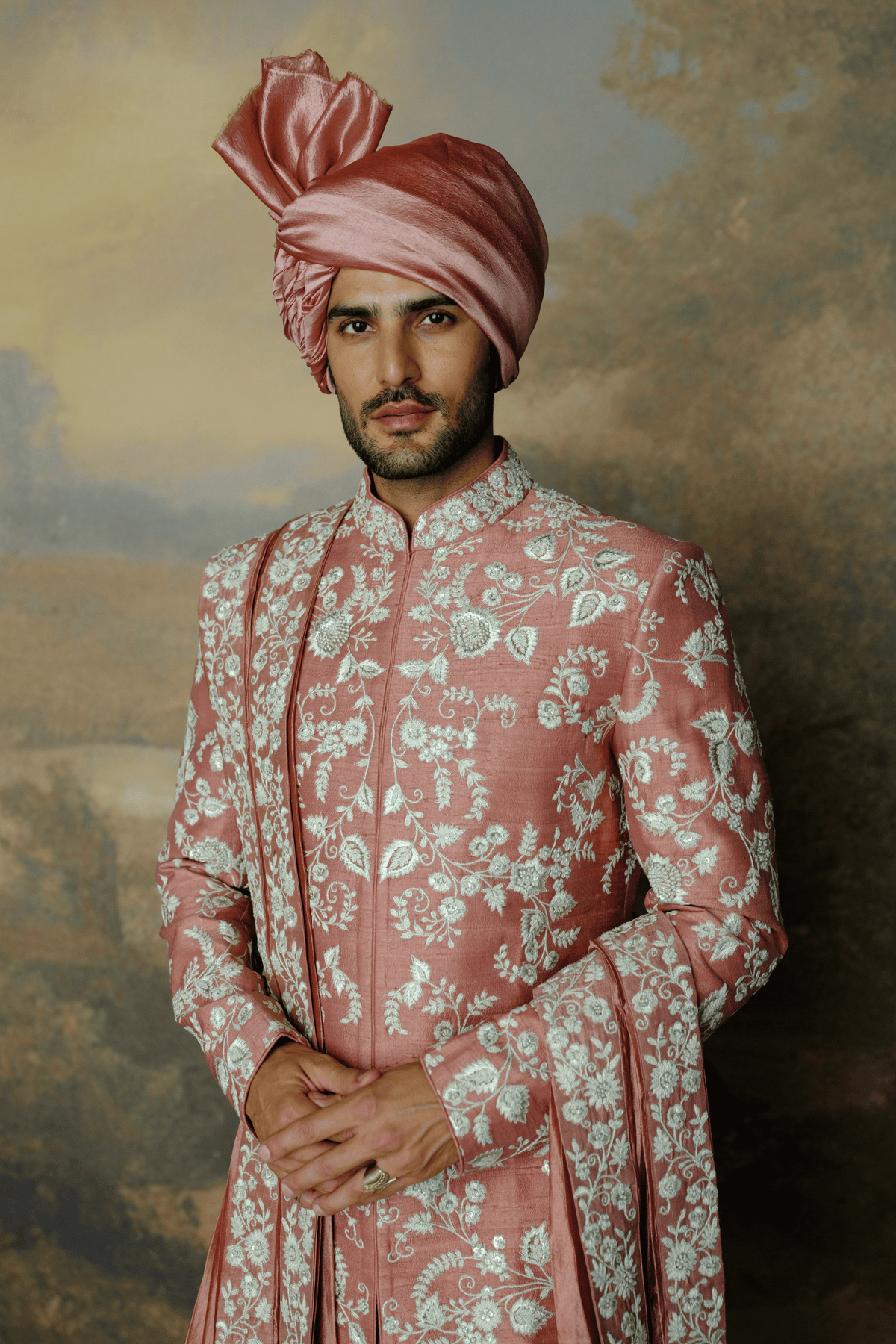Peach Sherwani Set