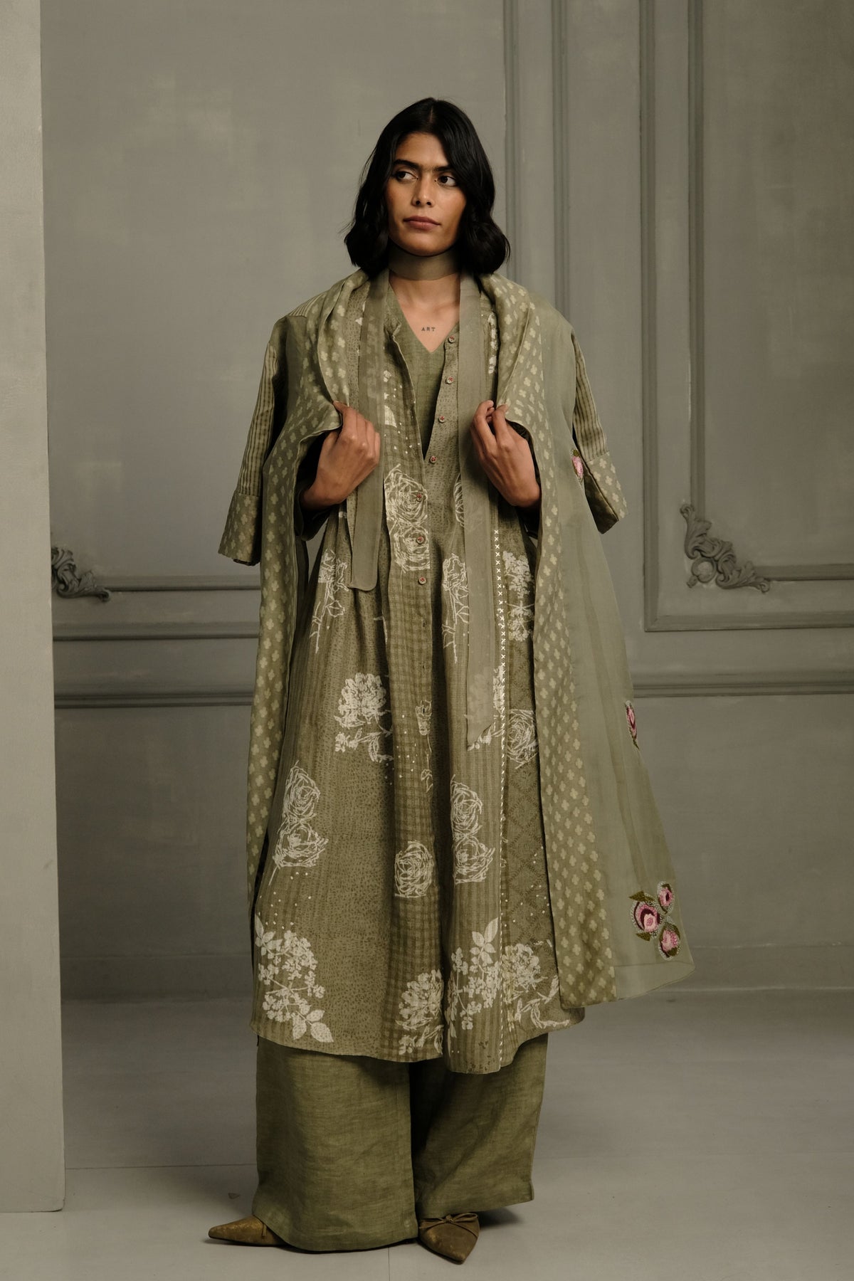 Sage Organza Jacket Set