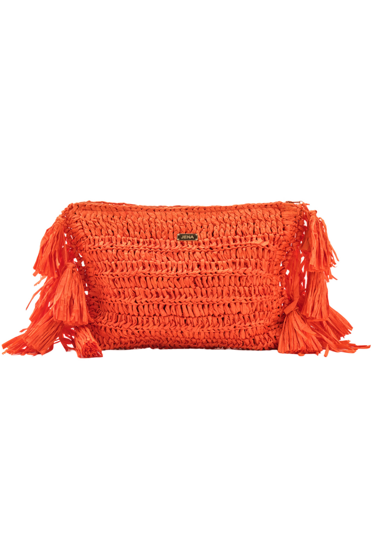 Raffia Clutch With Tassels