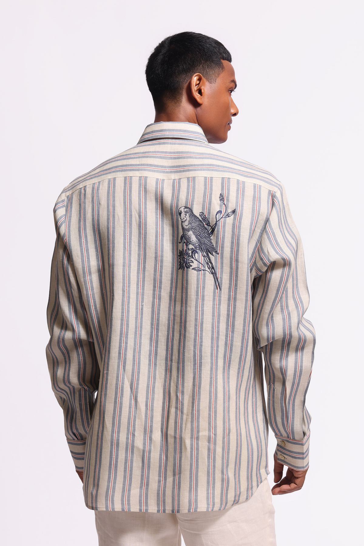 Bird Print Linen Shirt