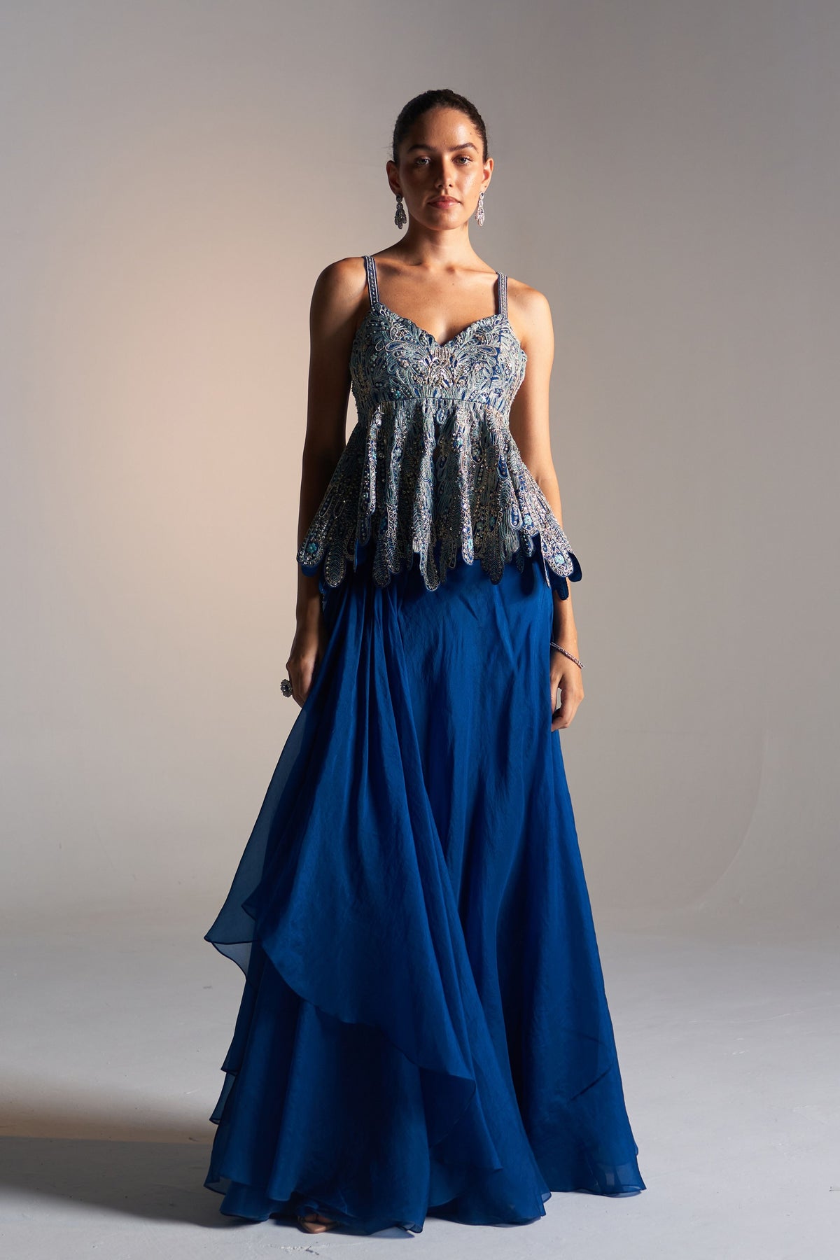 Jade Blue Peplum Set