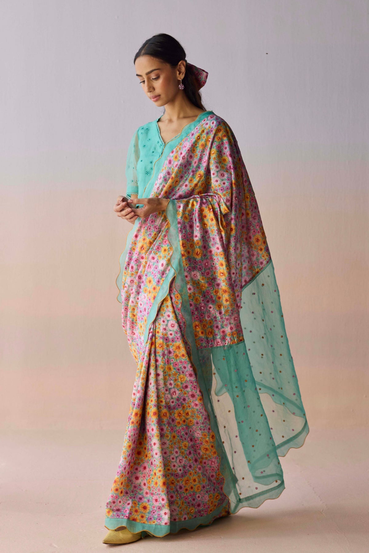 Wildflower Dawn Blue Saree
