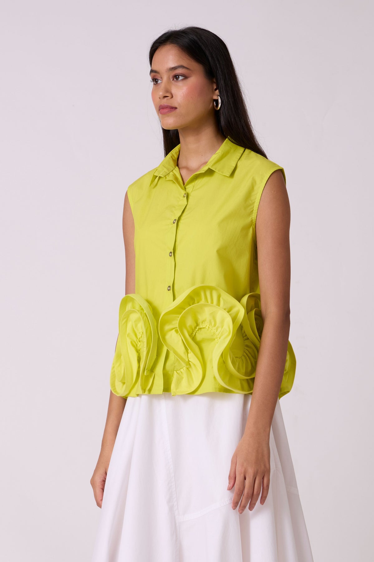 Oliana Sleeveless Sulphur Lime Shirt