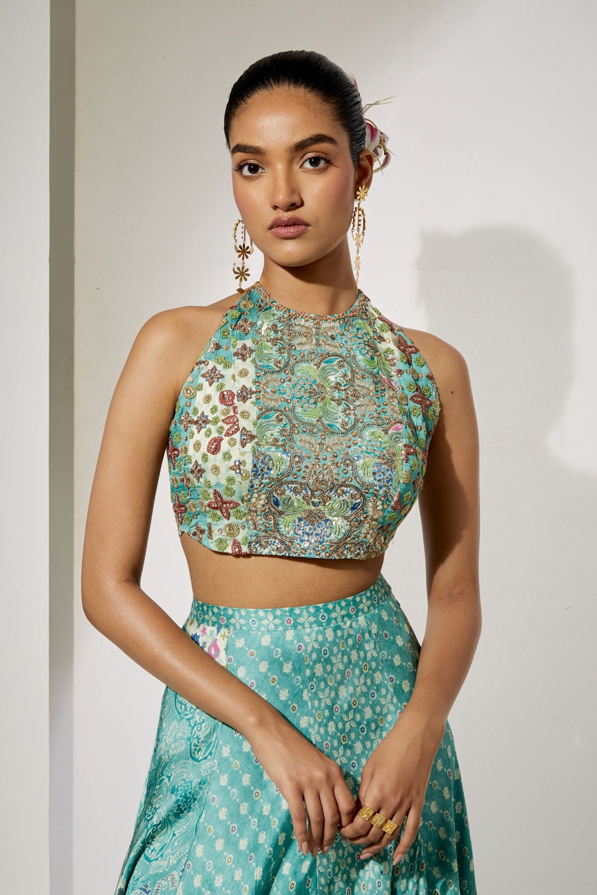 Aqua Bloom Skirt Set