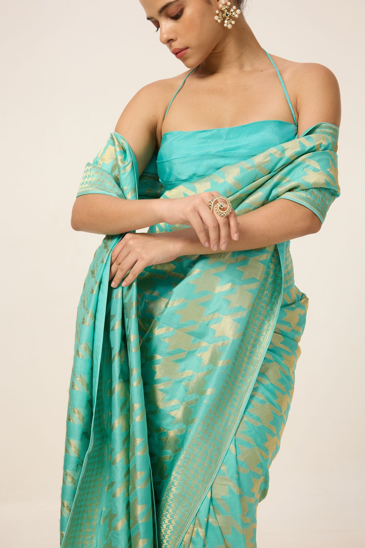 Turquoise Blue Gerum Saree