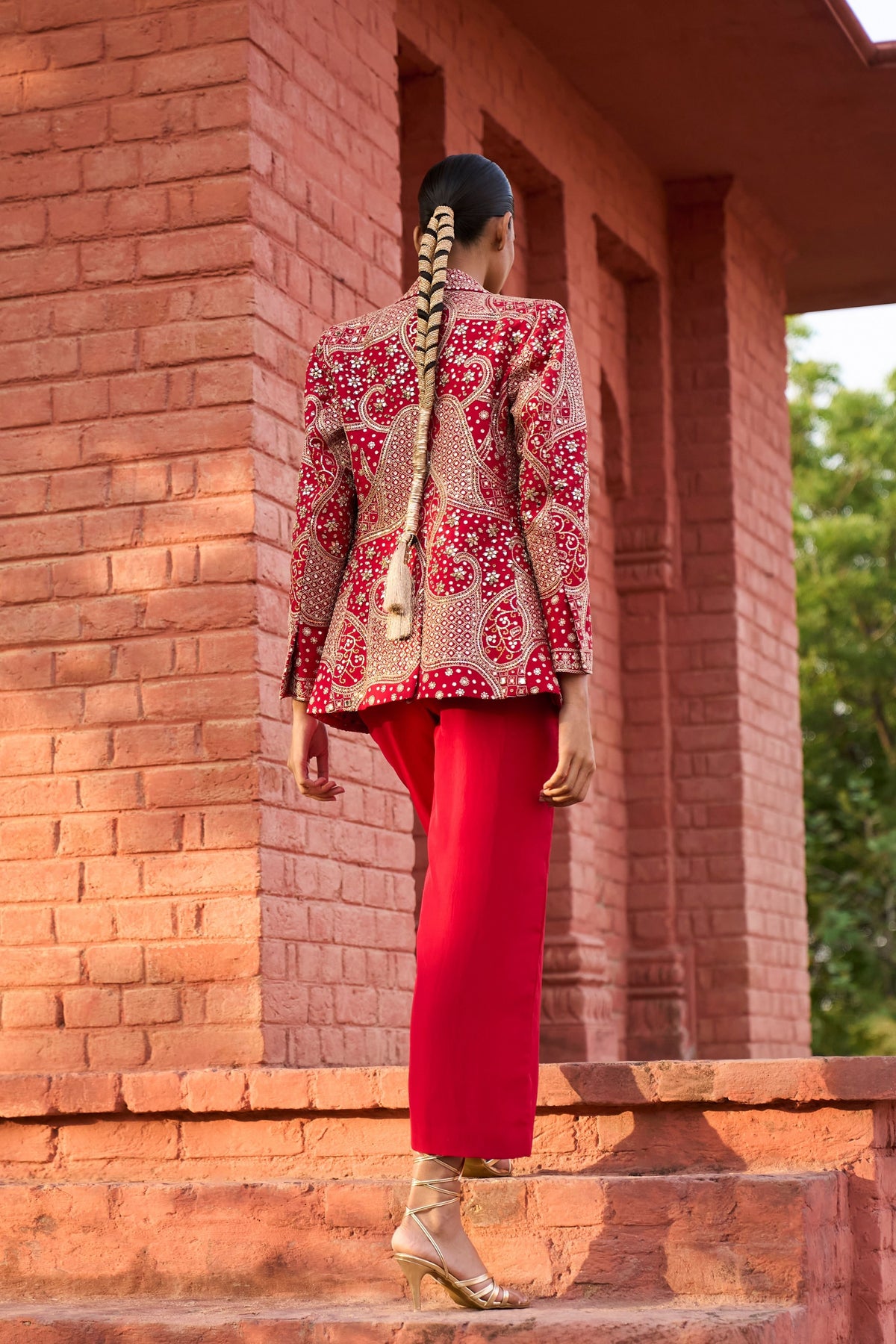 Red Jacket Suit With Jaipur Pant