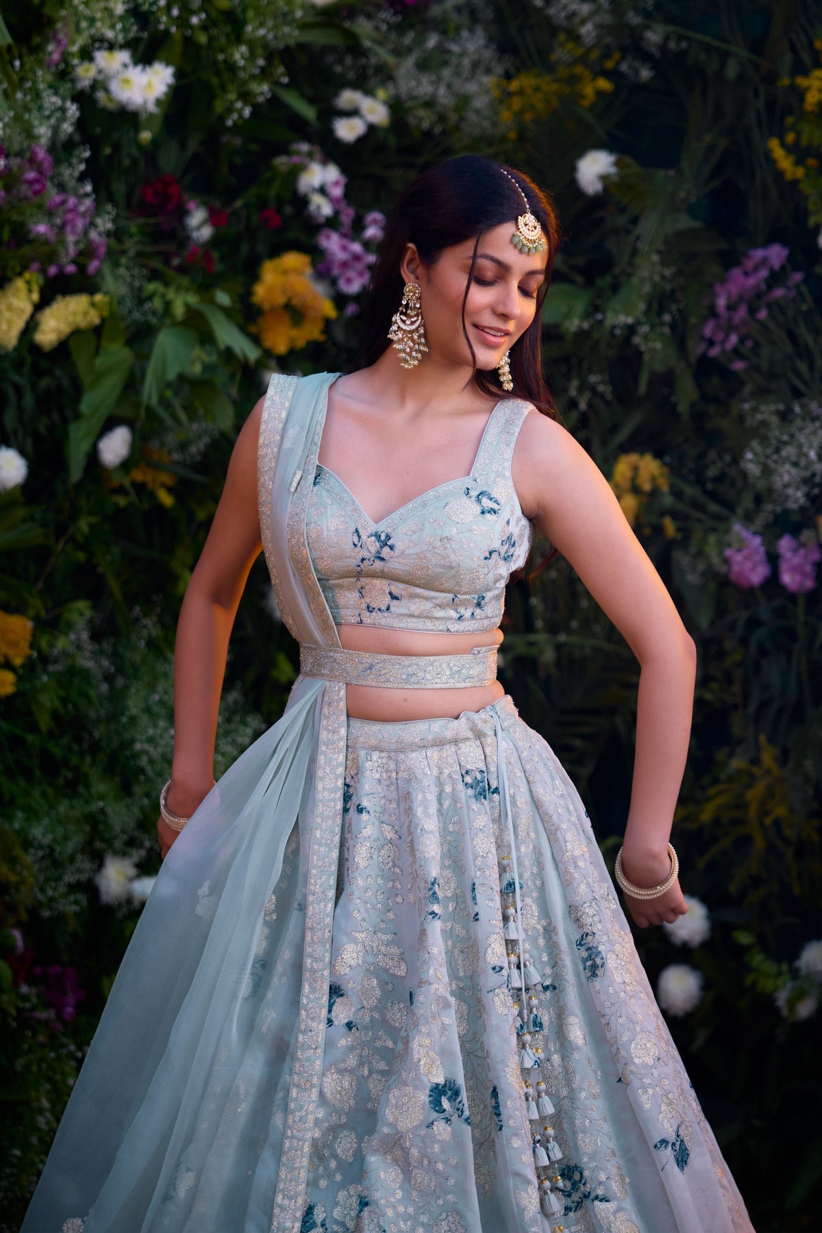 Illusion Blue Lehenga Set