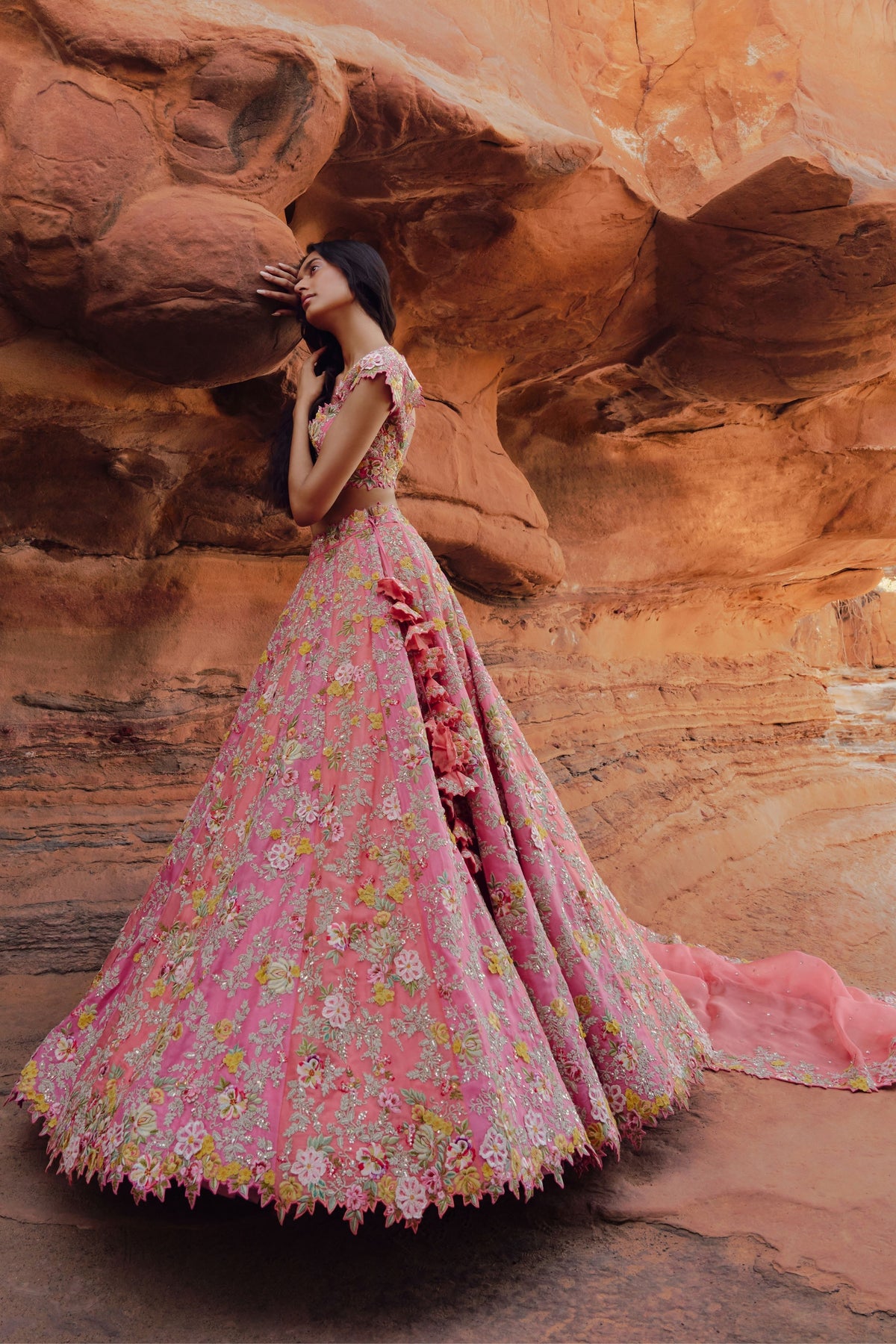 Coral Utsa Lehenga Set