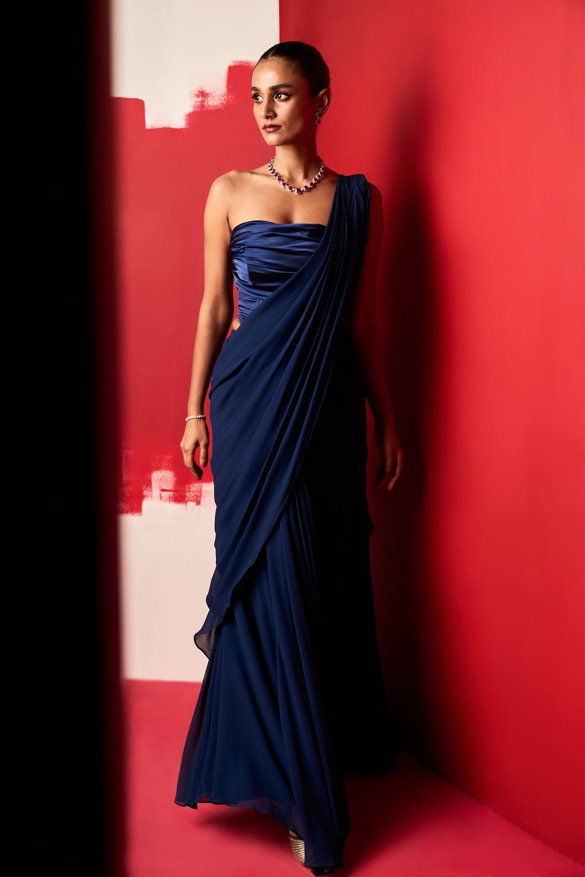 Shiza Navy Saree Set