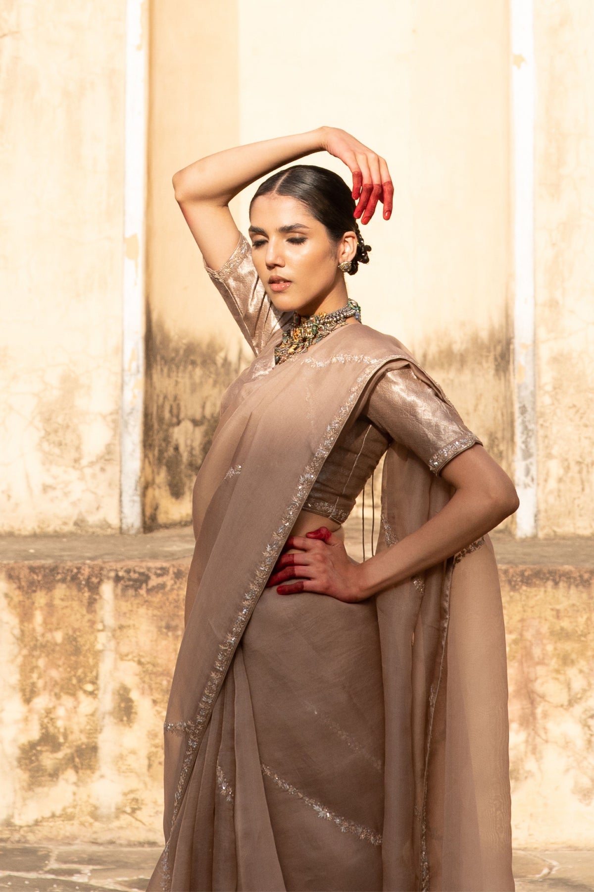 Sand Beige Saree Set