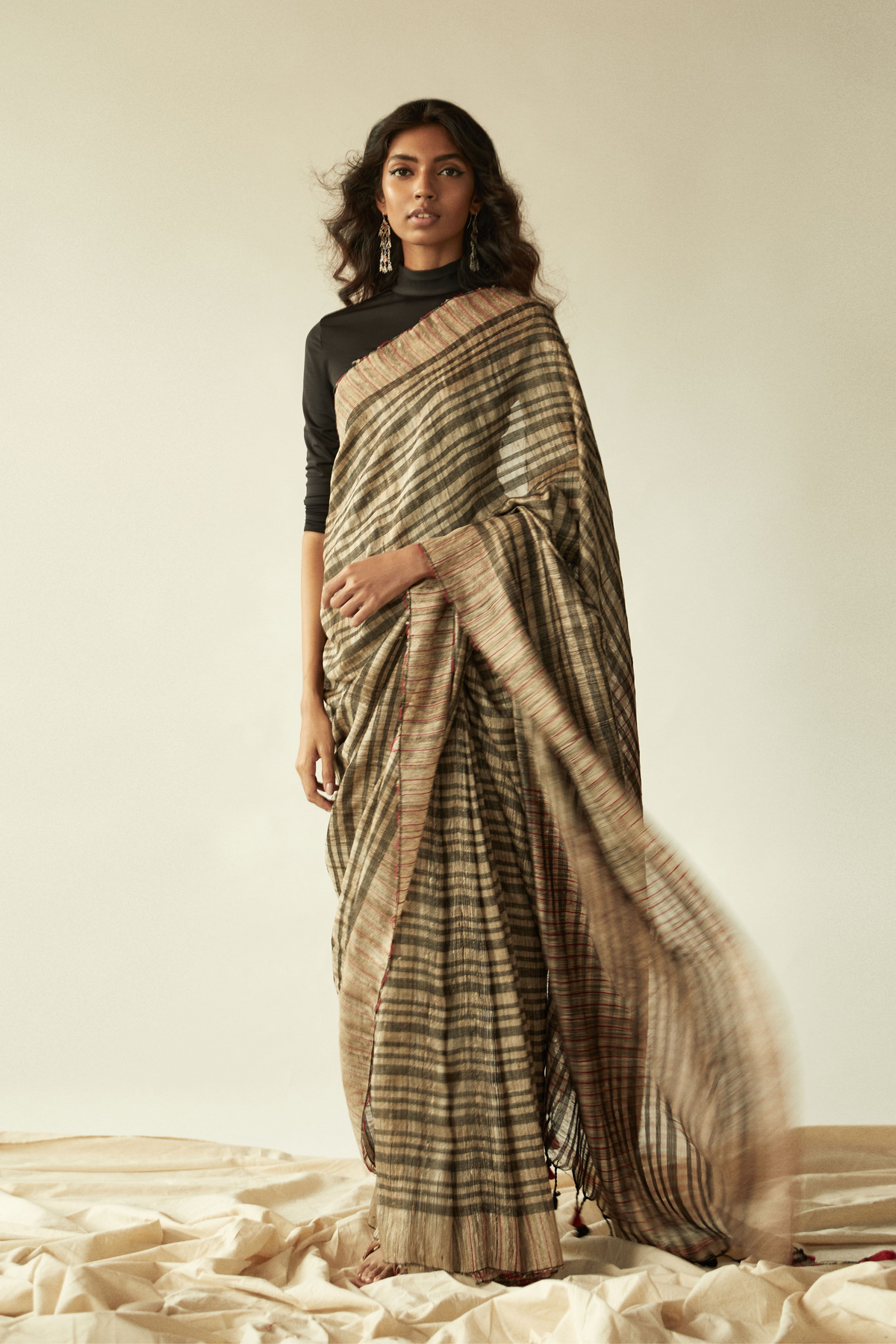 Brown Tussar Ghicha Saree