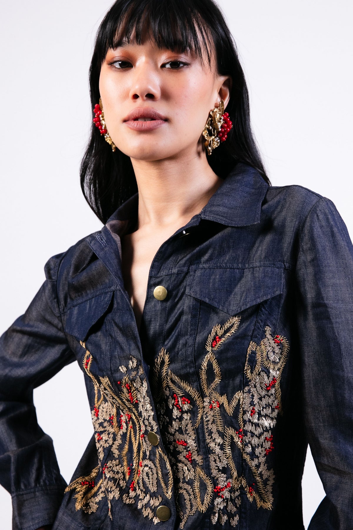 Embroidered Jacket With Flared Pants