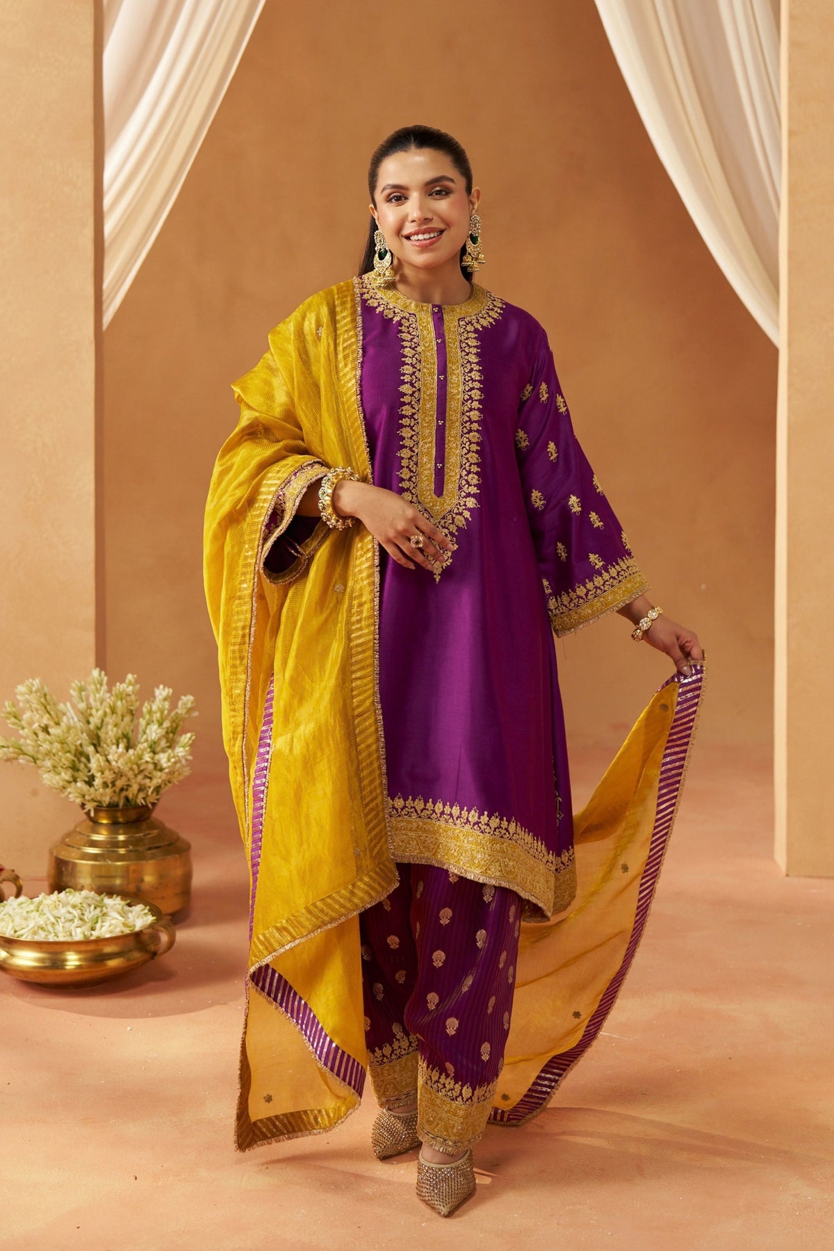 Zeenal Deep Purple A-Line Kurta Set
