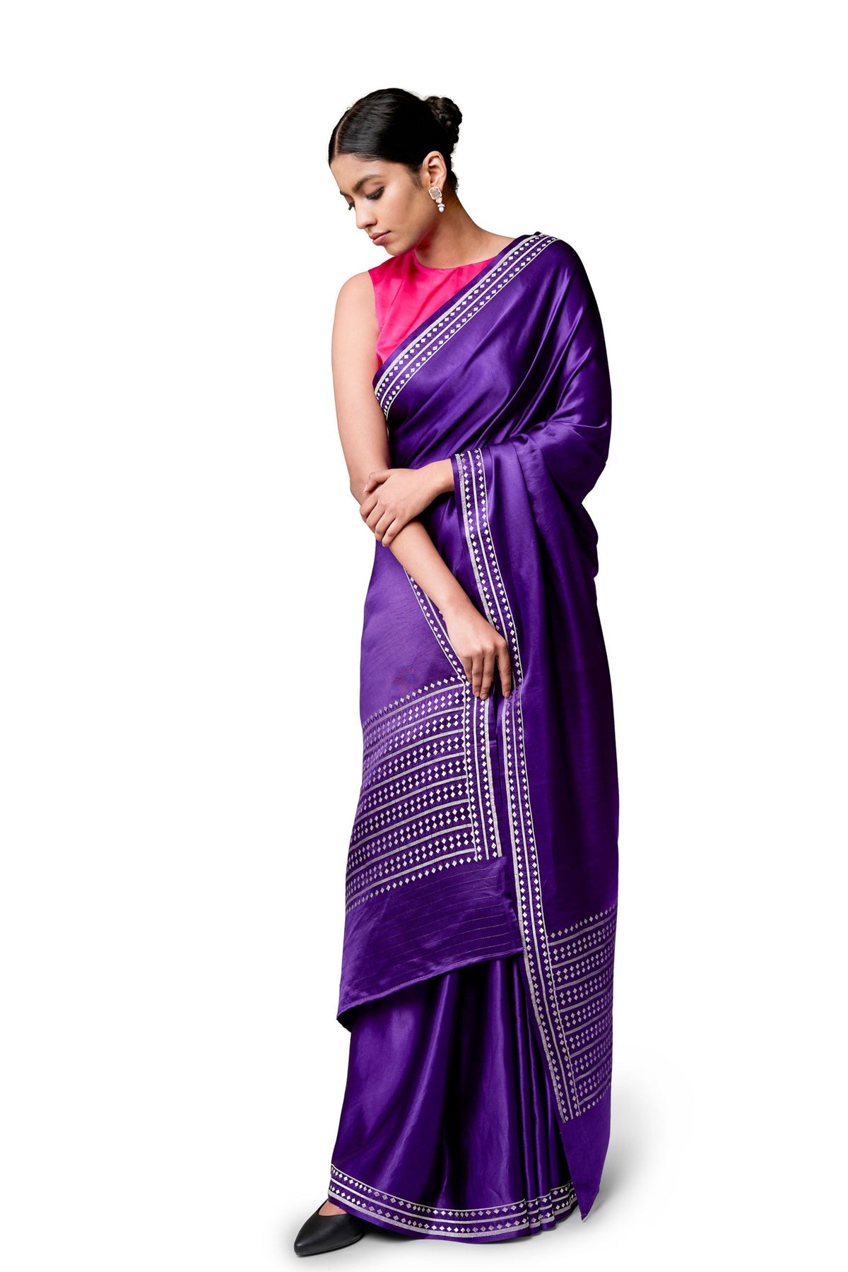 Purple Gajji Satin Saree