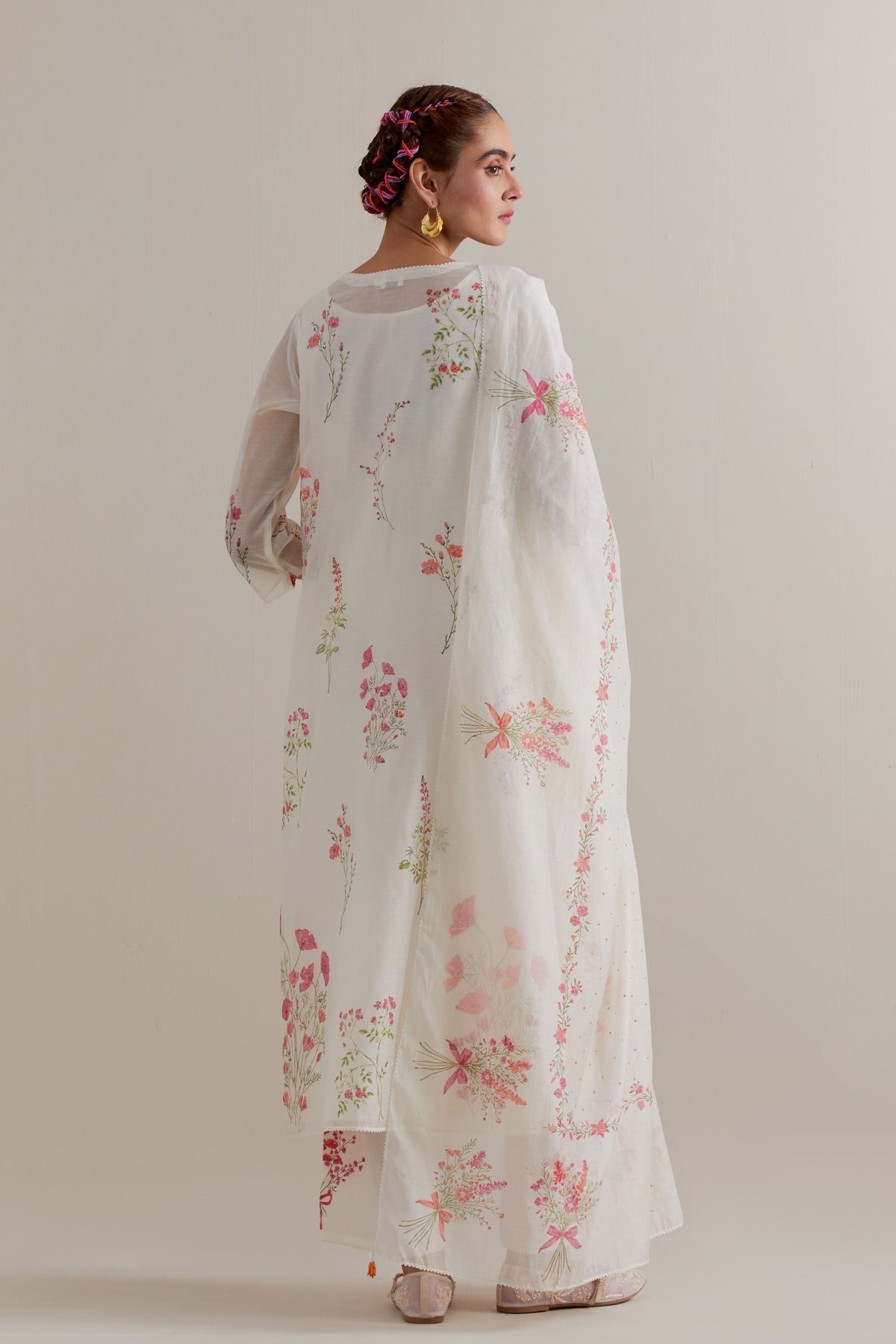 Pink Green Floral Kurta