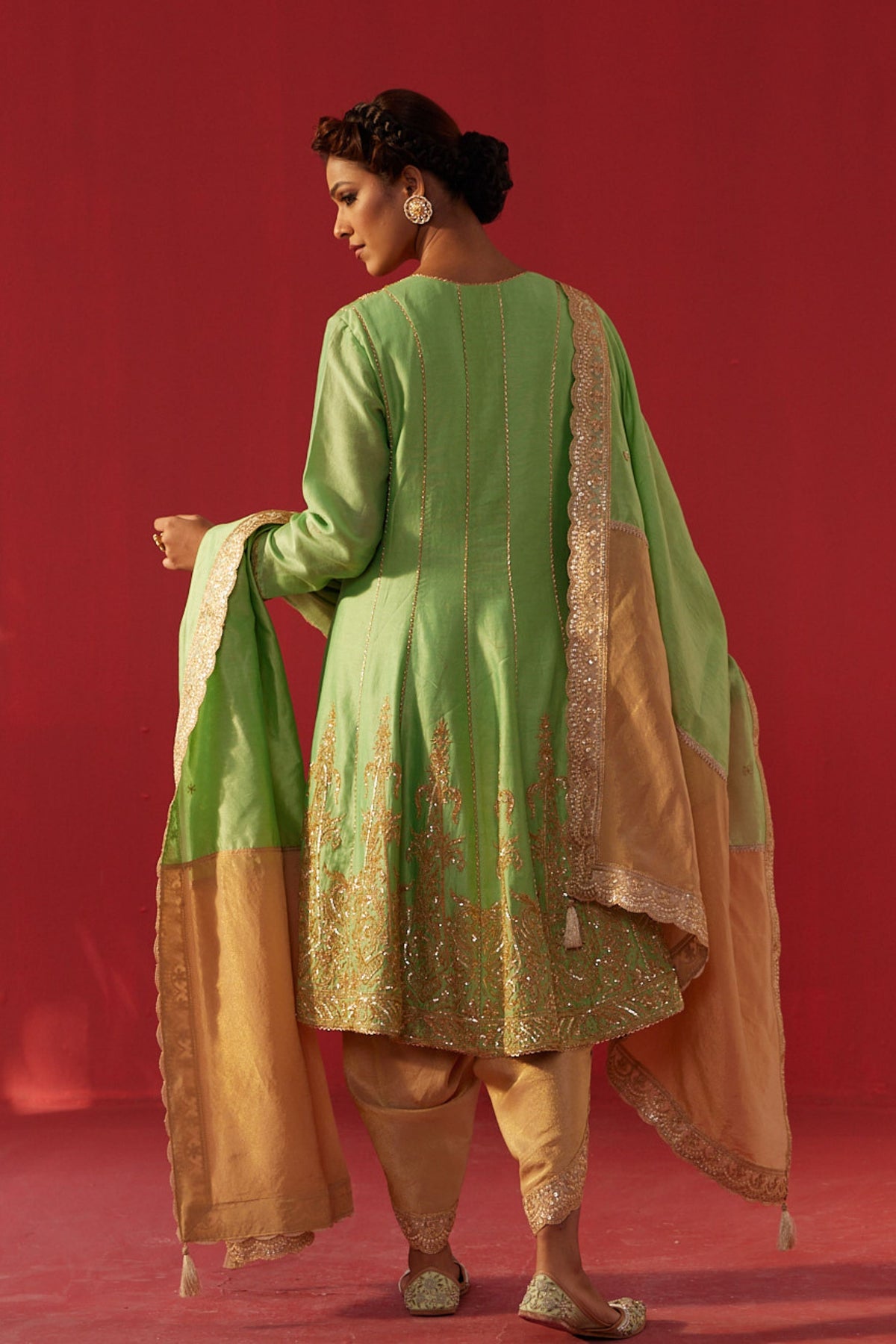 Pista Green Kalidar Kurta Set
