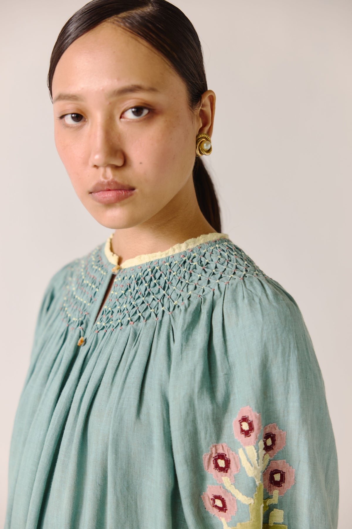 Pale Blue Pixel Applique Edith Dress
