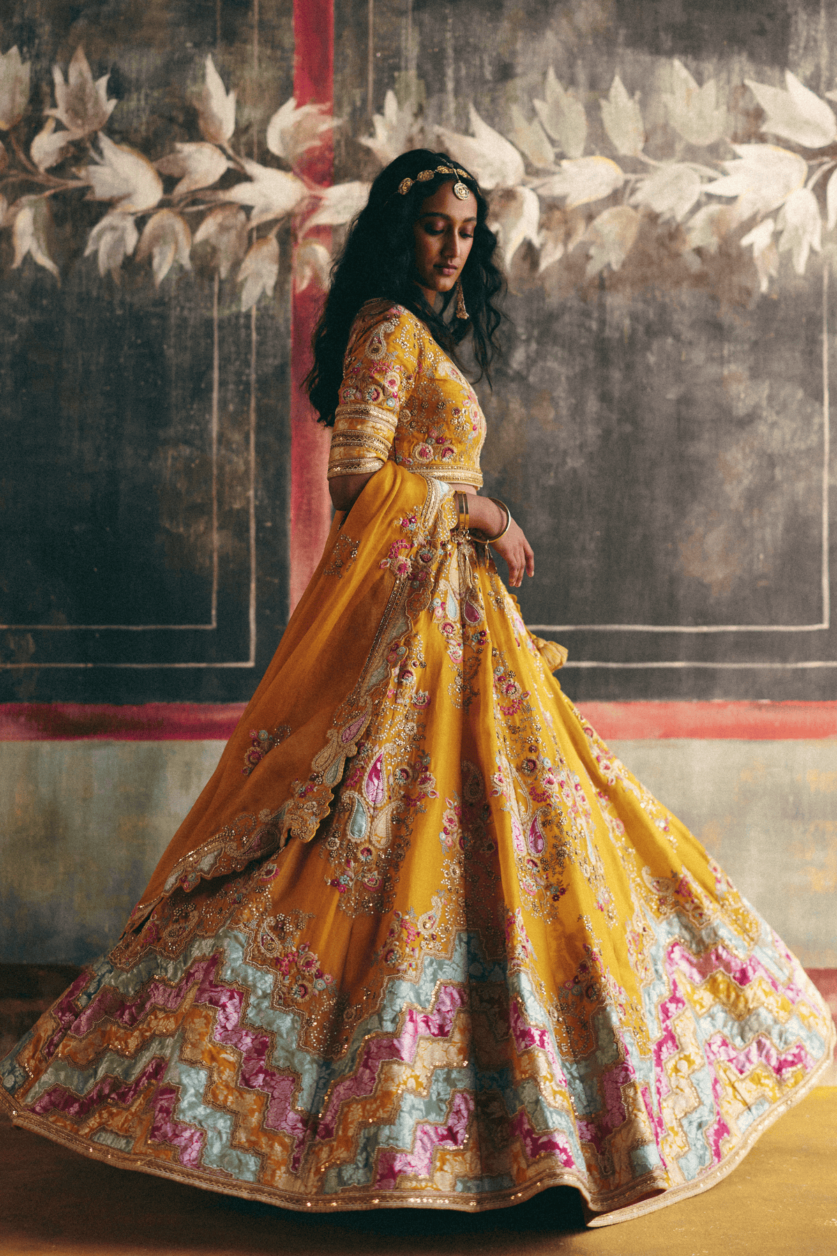 Mustard Lehenga Set