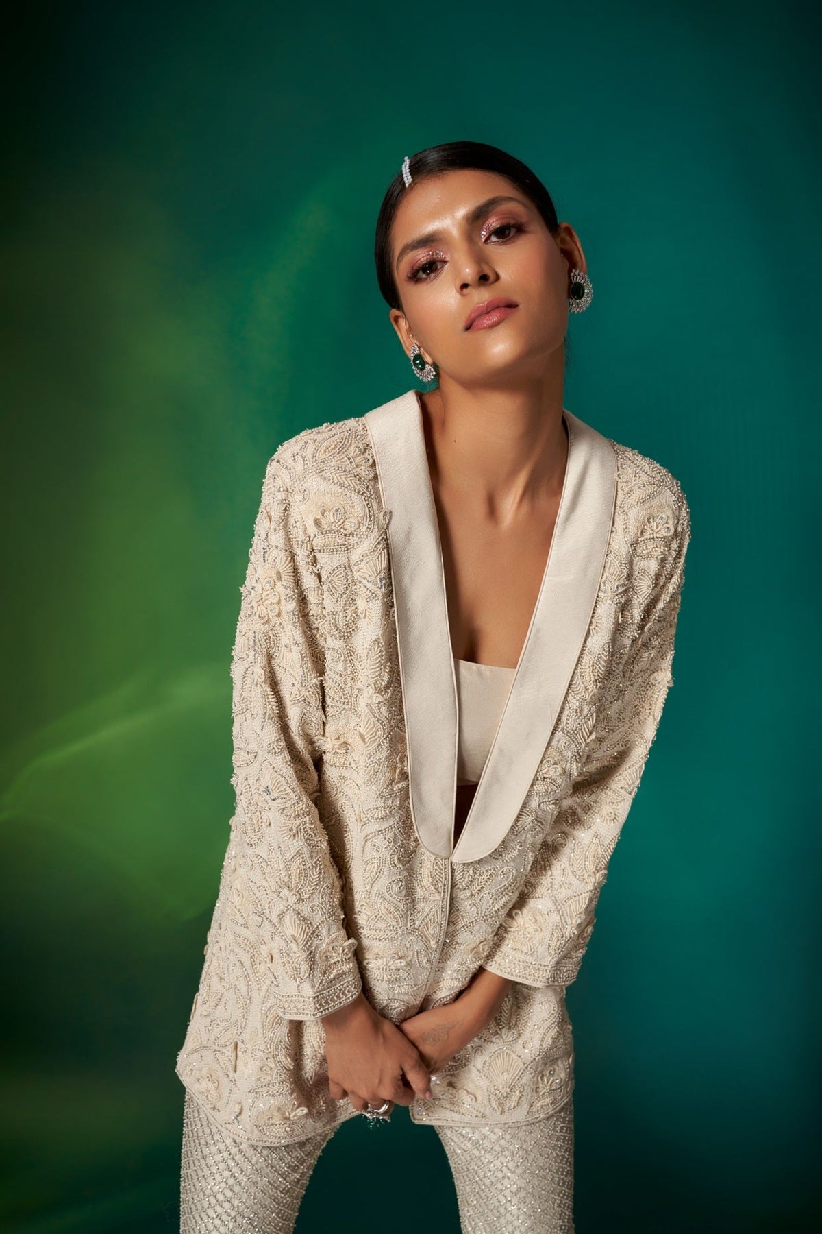 Ivory Embroidered Jacket Set