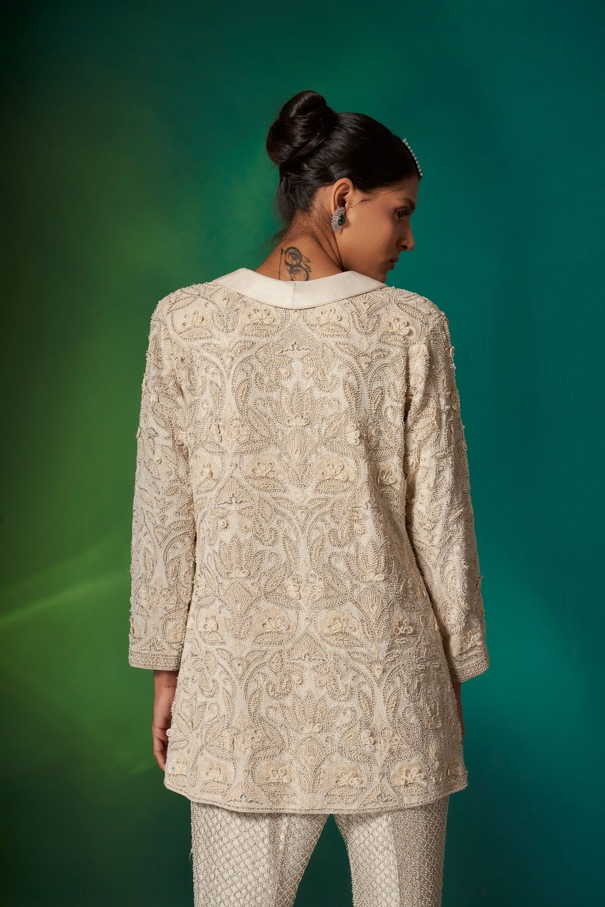 Ivory Embroidered Jacket Set