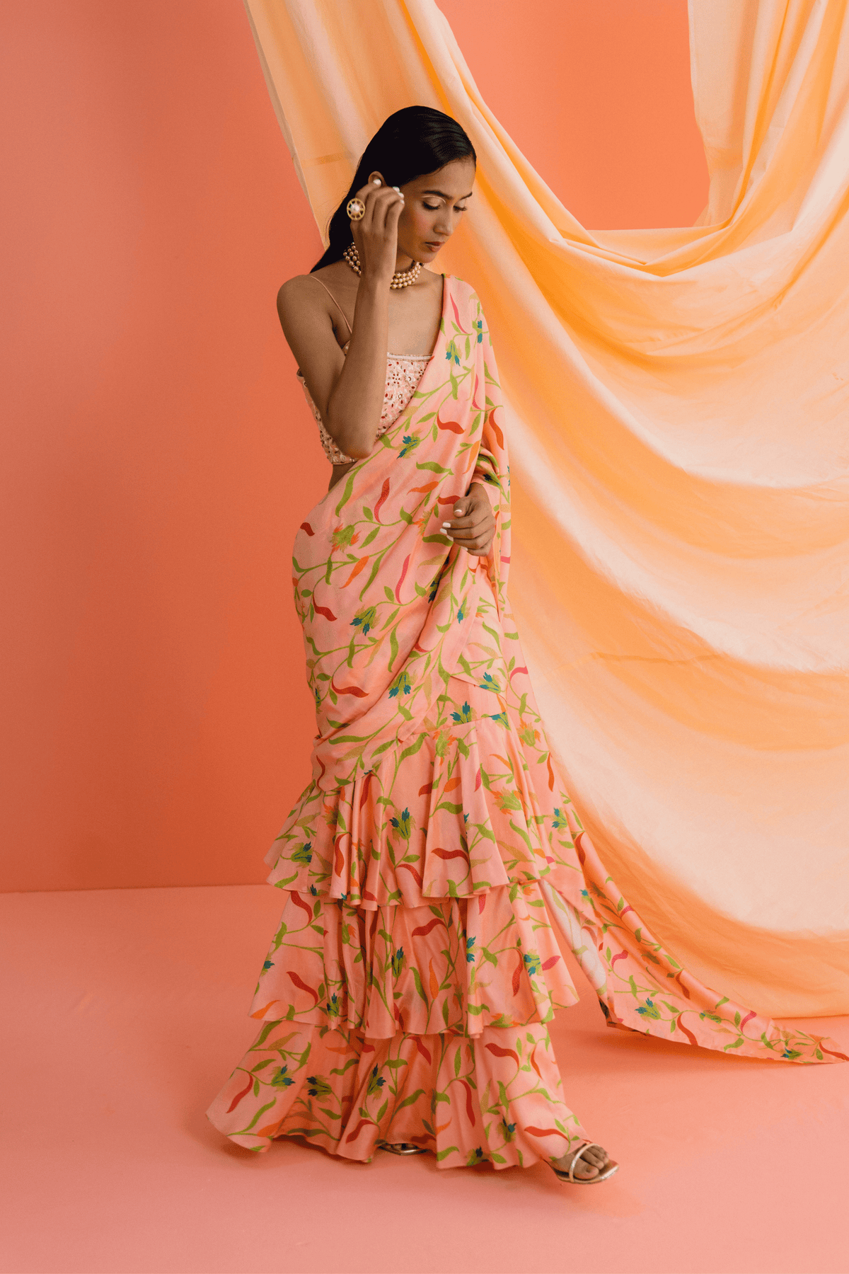 Ruffle Pre Stitched Saree