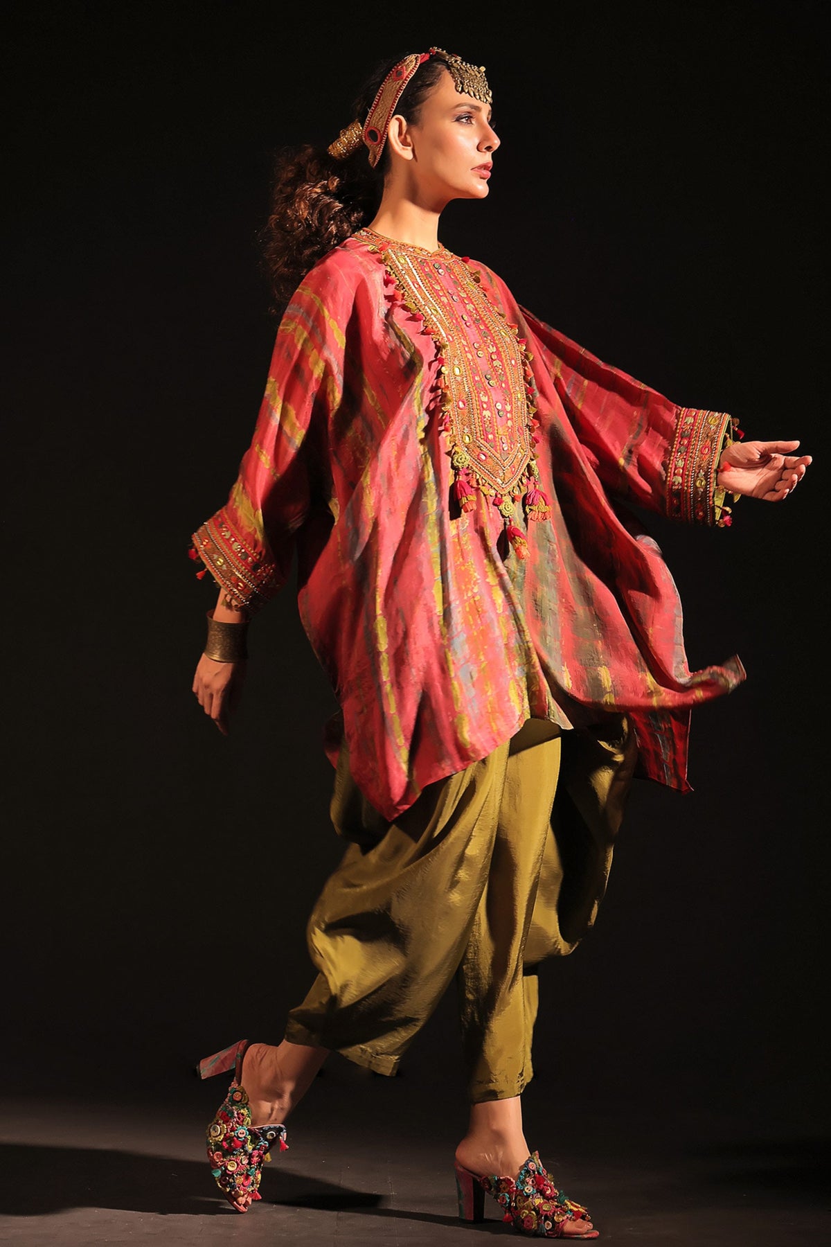 Shabnam Fuchsia Tunic With Dhoti Pants
