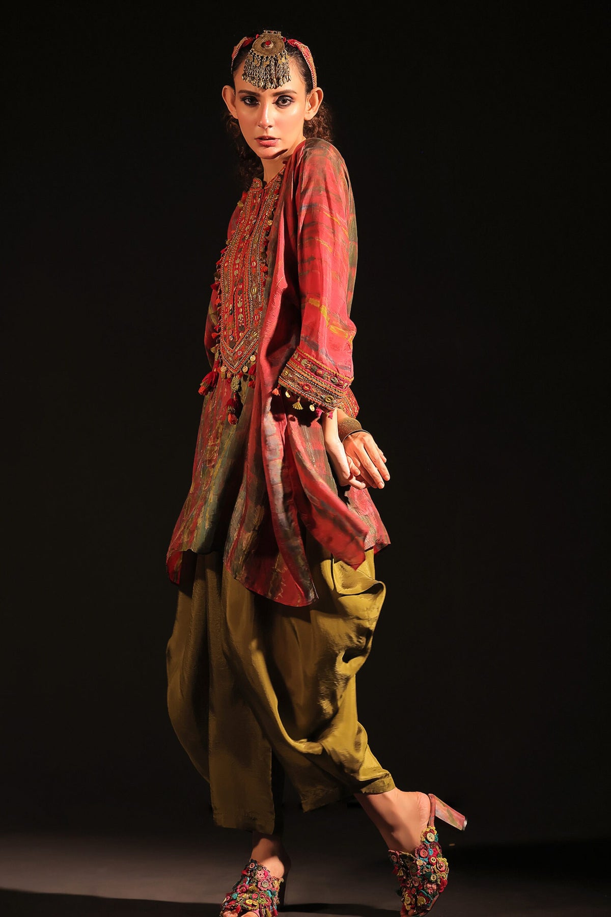 Shabnam Fuchsia Tunic With Dhoti Pants