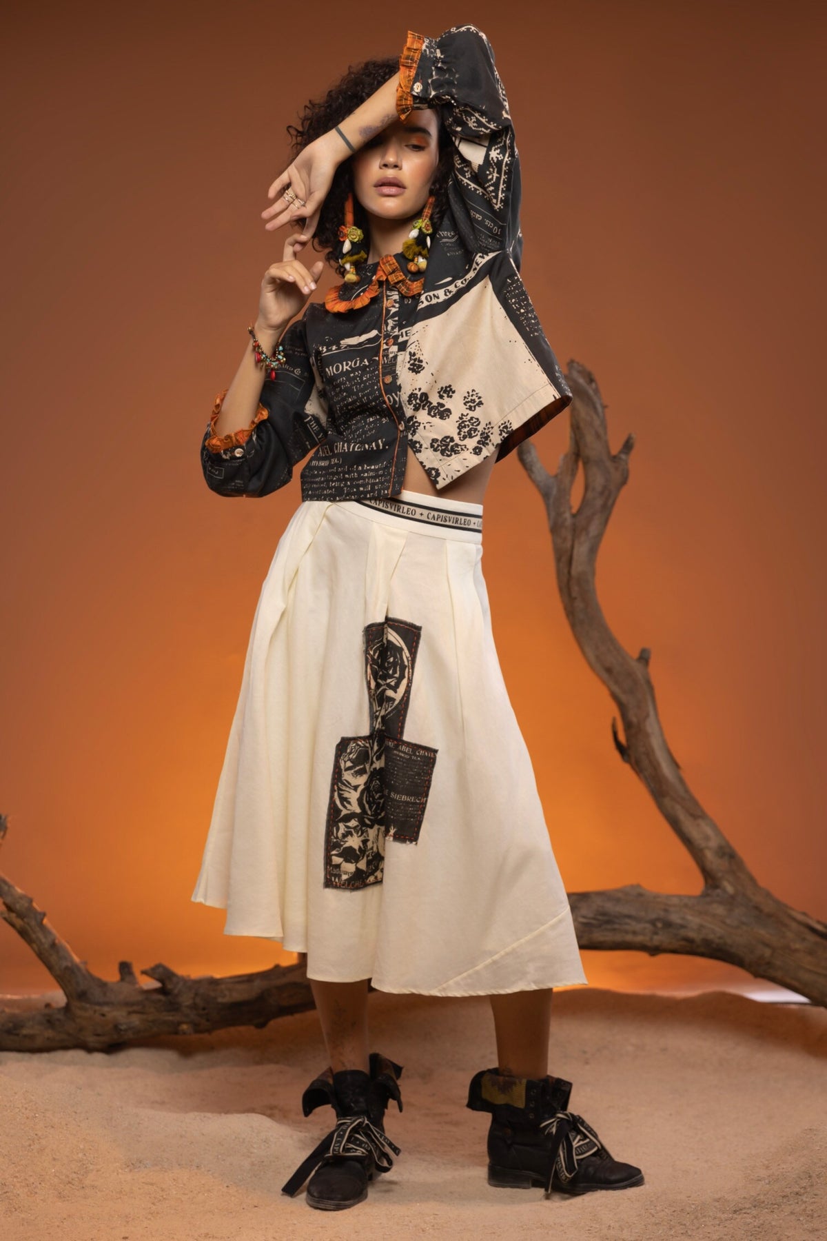Maple Skirt With Patchwork and Handwork
