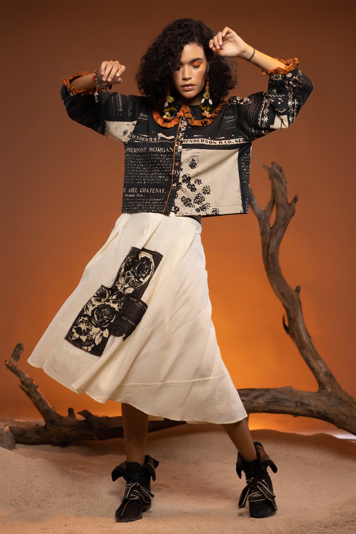 Maple Skirt With Patchwork and Handwork