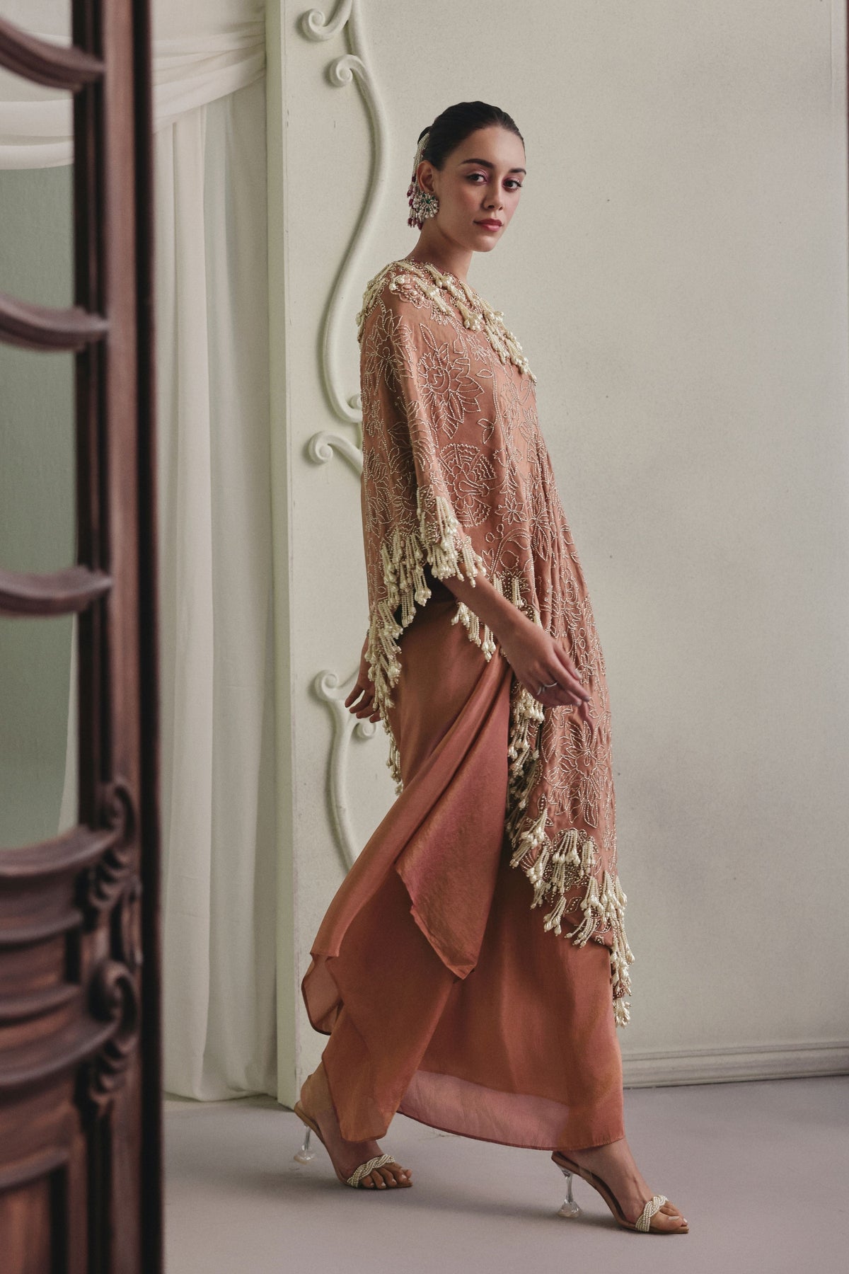 Long Top and Draped Skirt