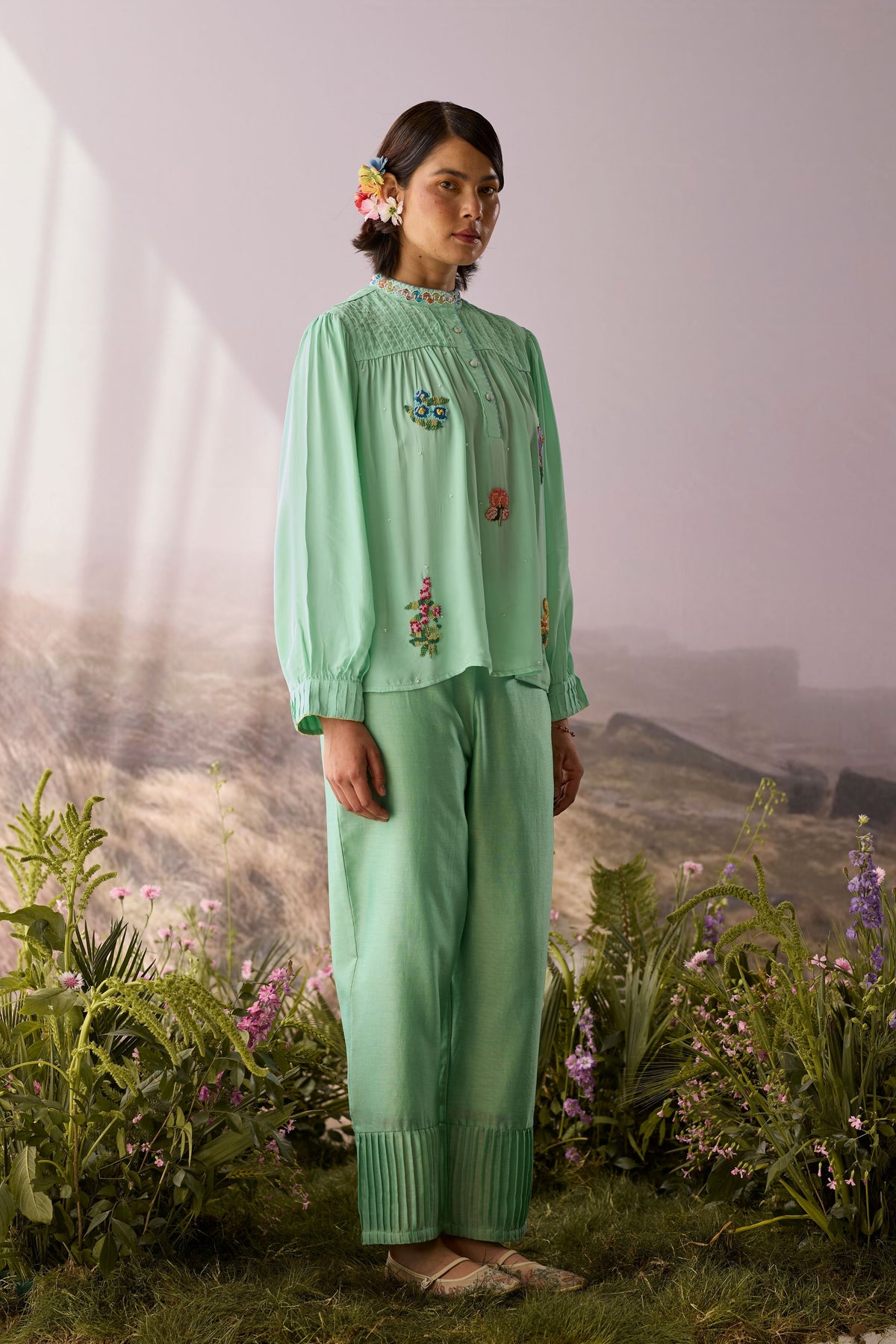Seaglass Pintuck Top