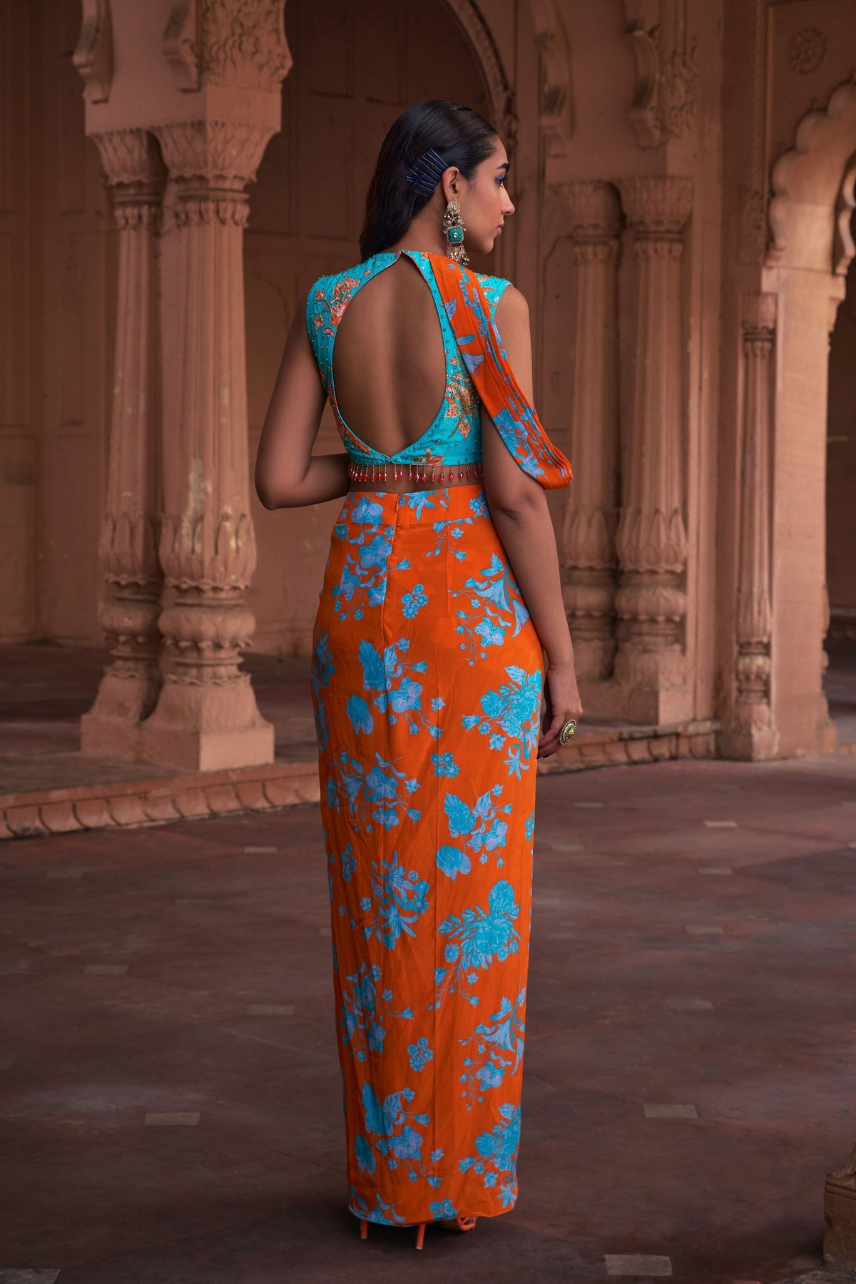 Torquoise Crop Top Set
