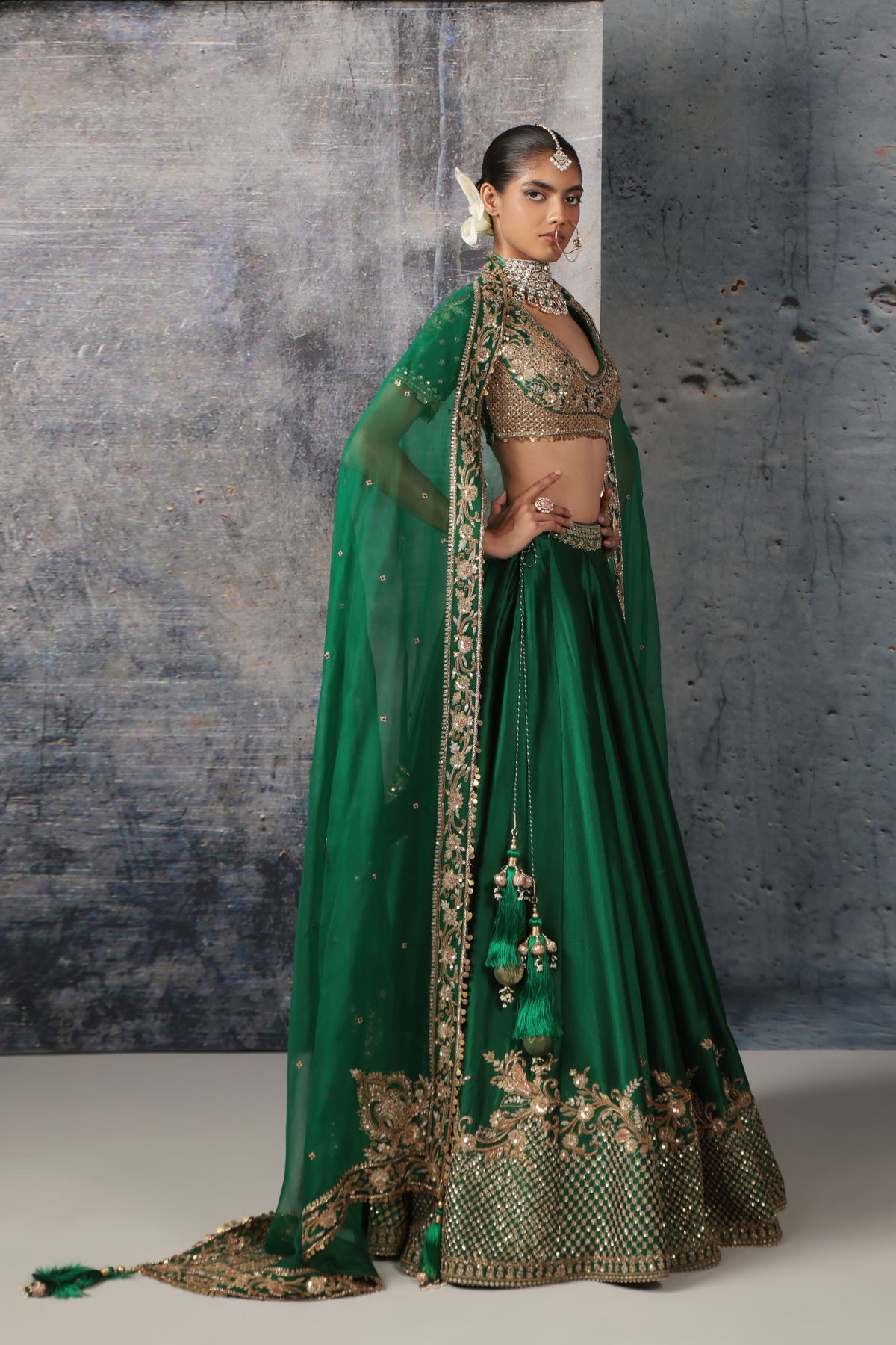 Green Zardosi Lehenga Set