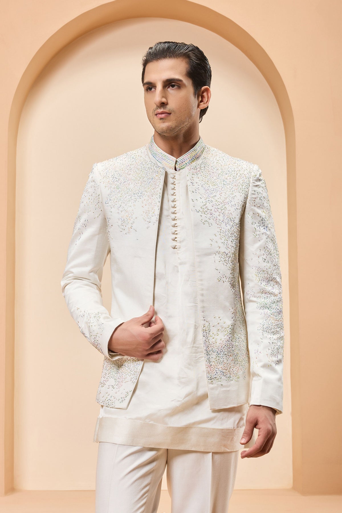 Ivory Open Bandhgala Set